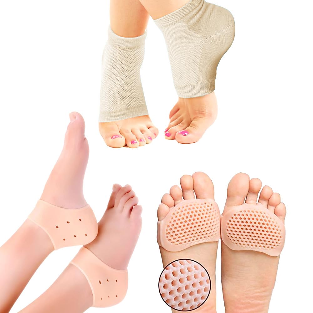 Stepify Silicone Heel Pads for Pain Relief - 3 Pack Gel Cushion Inserts for Women & Men, Breathable Soft Heel Support Socks, Comfortable Foot Care Solution for Heel Spurs, Plantar Fasciitis - Perfect for Running, Walking, Work & Daily Activities