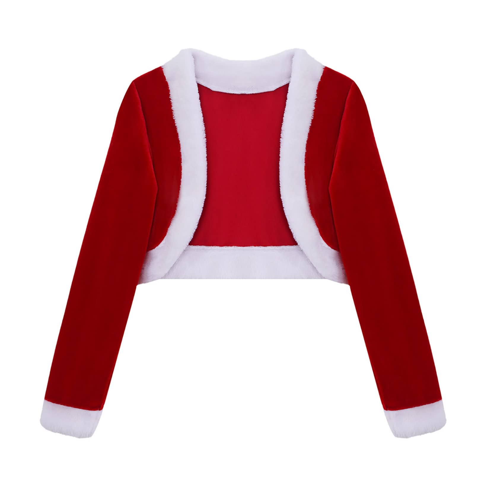 Red Velvet Long Sleeve Bolero Cardigan for Girls - Princess Dress Cover Up Jacket for Christmas Party & Holiday Events