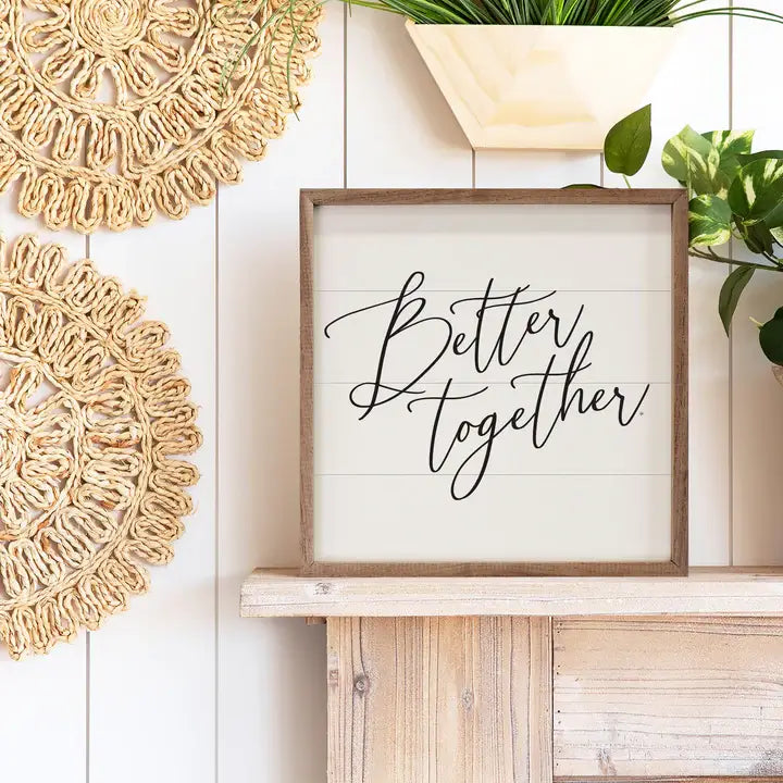Better Together Wood Framed Print - Inspirational Home Decor for Living Room, Bedroom & Office - Perfect Gift for Couples, Family & Friends