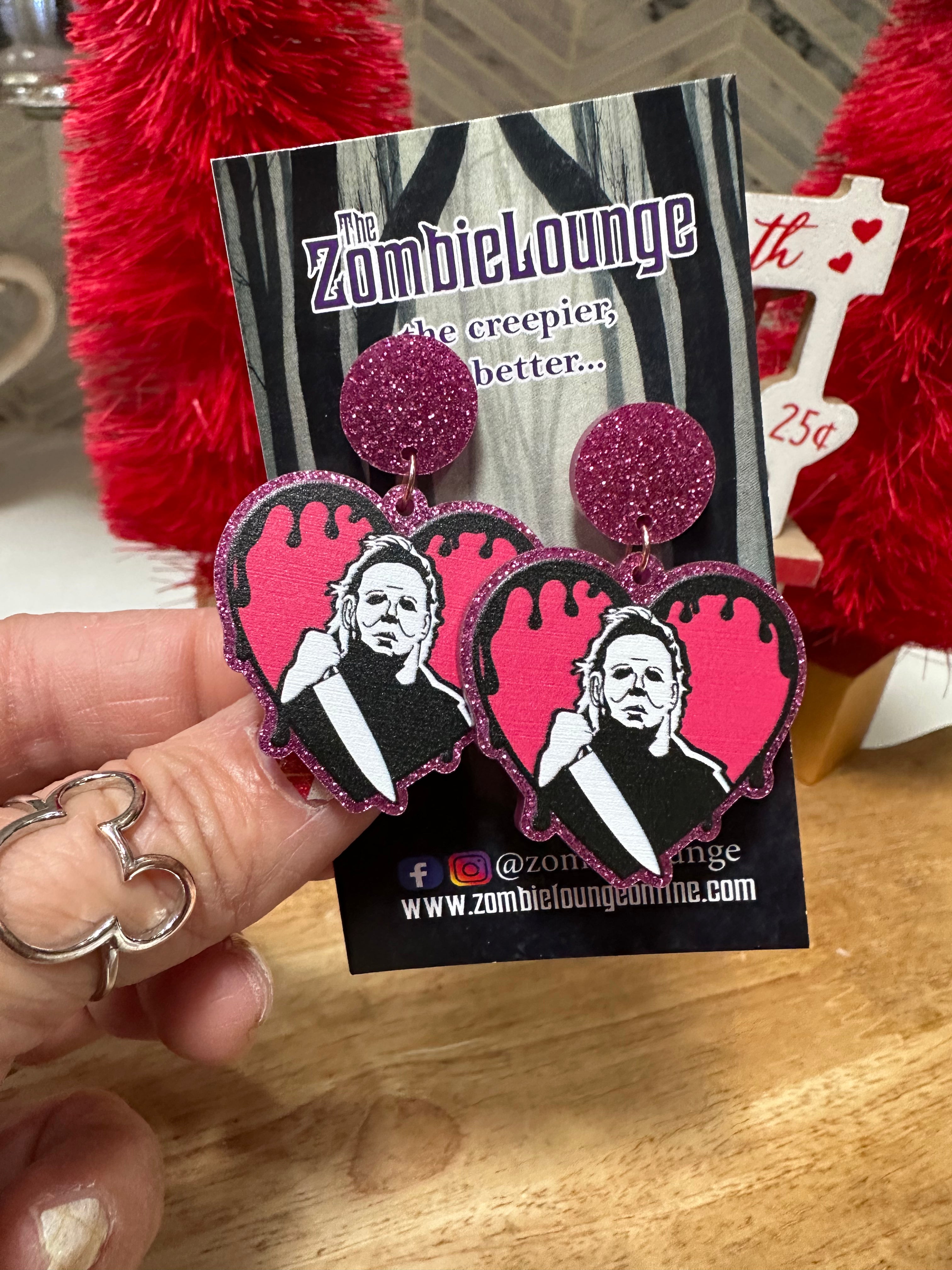 Valentine's Day Horror Slasher Earrings - Unique Gothic Jewelry for Halloween, Cosplay & Alternative Fashion