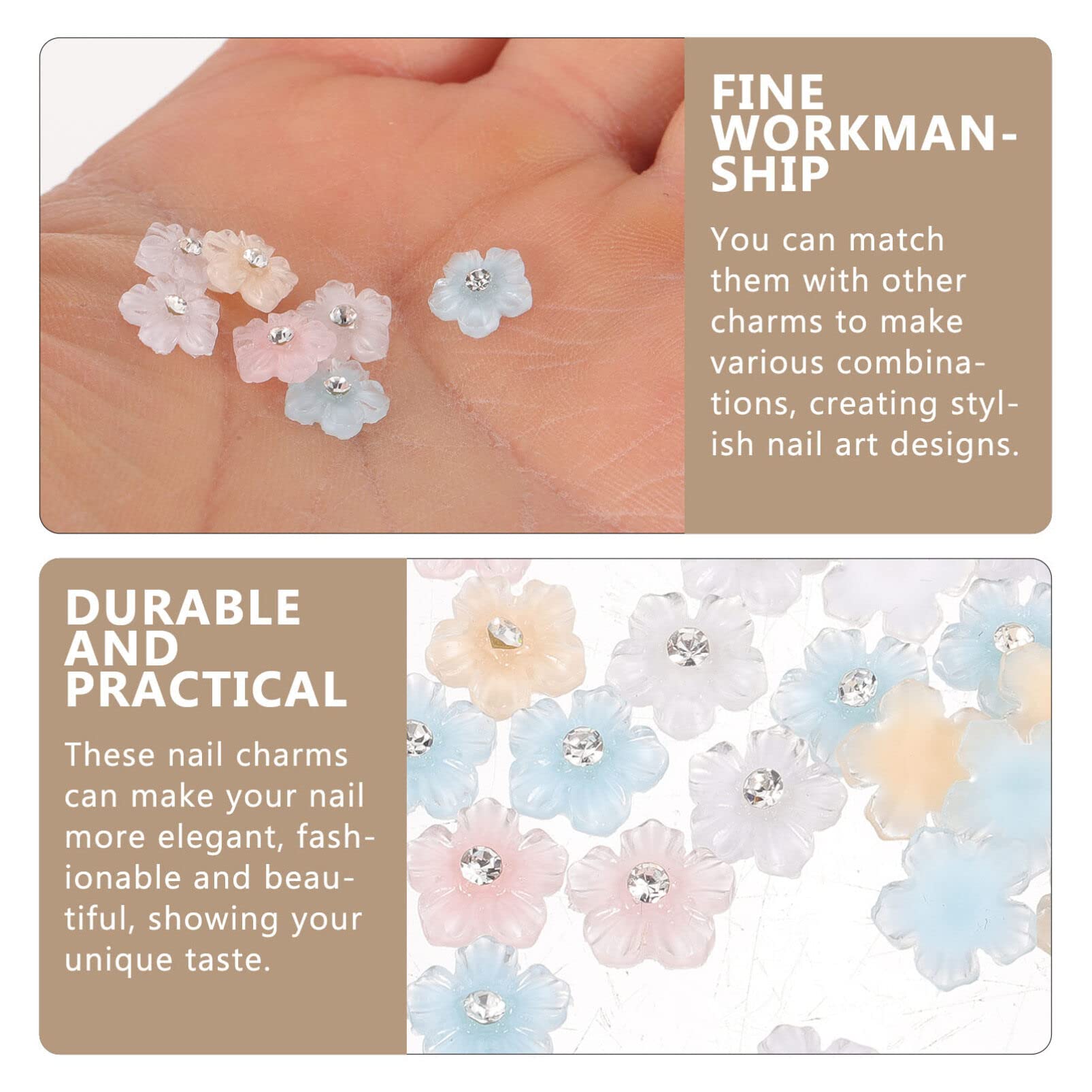 FOMIYES 3D Nail Art Rhinestones - Sparkling Resin Flower Gems for Nail Decorations, Manicure Accessories | Perfect for DIY Nail Art, Bridal Nails, and Special Occasion Designs