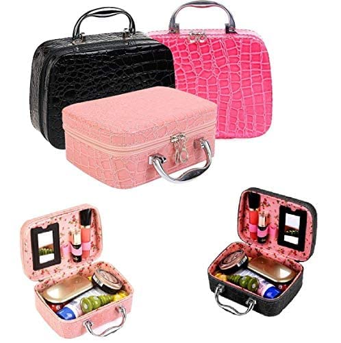 GNOLY Makeup Organizer Box with Magnifying Mirror - Cosmetic Storage Case, Jewelry & Toiletry Organizer - Perfect for Travel, Vanity & Bathroom Organization