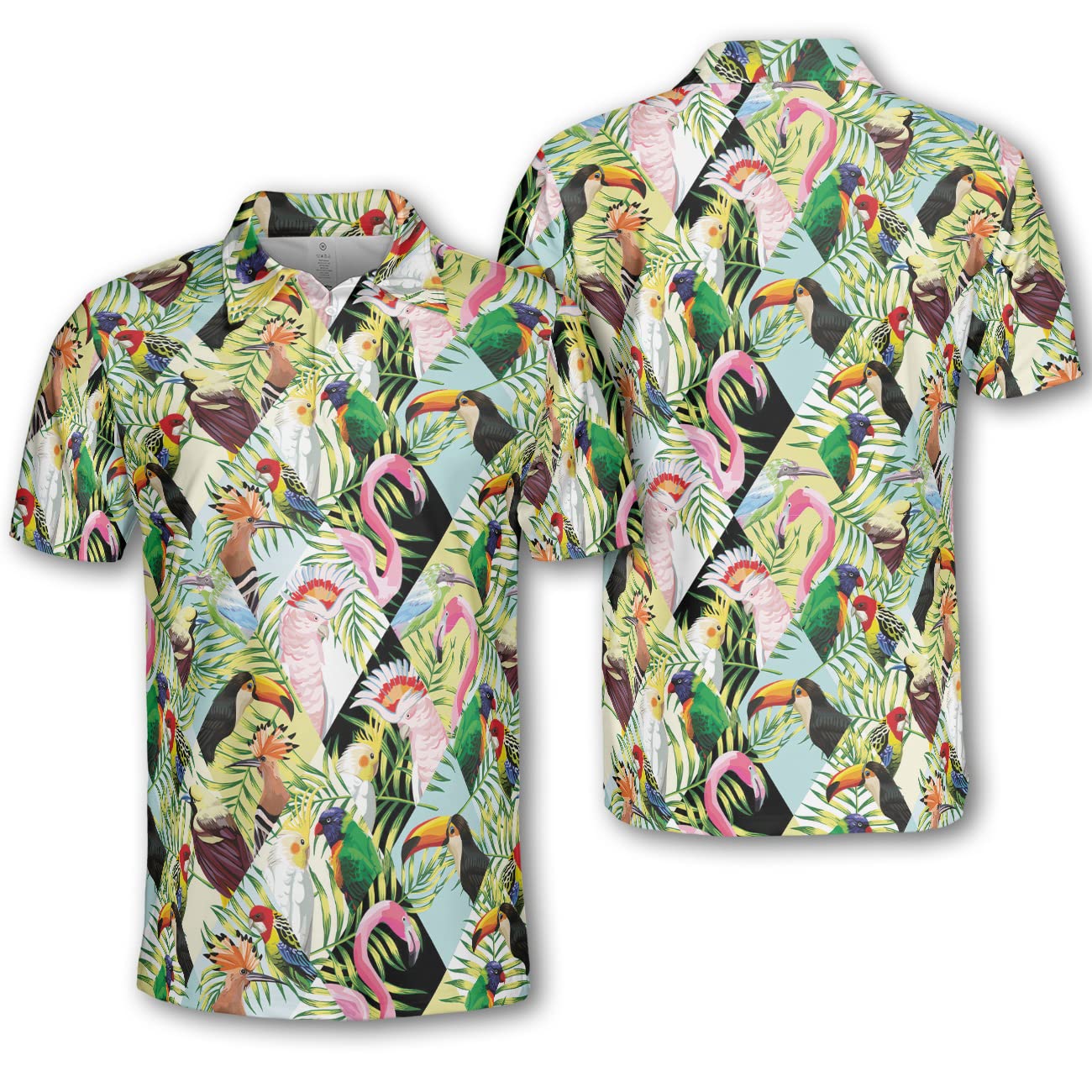 Crazy Men's Flamingo Hawaiian Golf Shirt - Funny Casual Lightweight Polo for Golfers | Perfect Golf Gifts & Summer Vacation Outfits