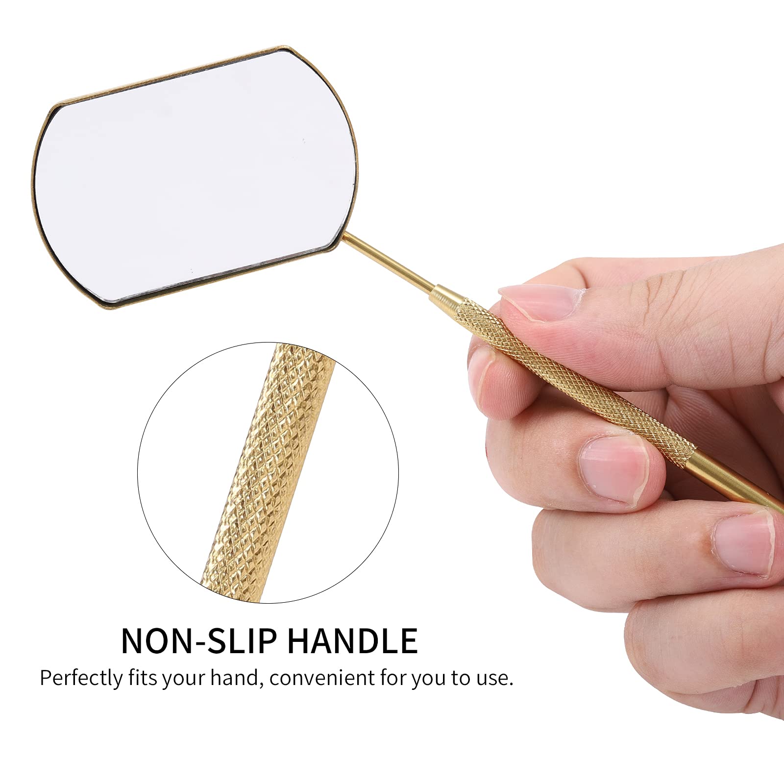 60mm Extra Large Lash Mirror for Eyelash Extensions - Detachable Stainless Steel Makeup Mirror with Stand (Gold) - Perfect for Professional Lash Artists & Home Beauty Routines