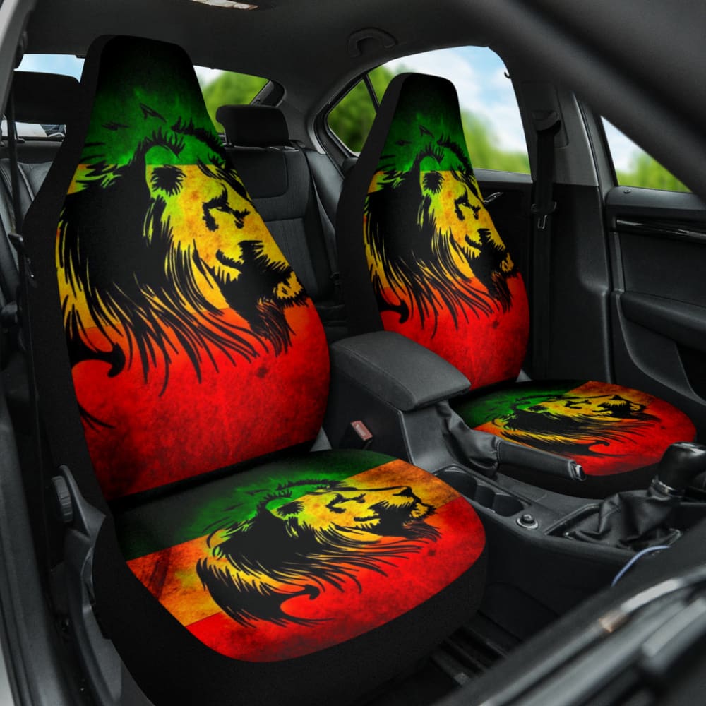 Reggae Rasta Lion Car Seat Covers - Custom Fit for Most Vehicles | Unique Gift for Music Lovers & Car Enthusiasts | Perfect for Road Trips, Daily Commutes & Jamaican Culture Fans
