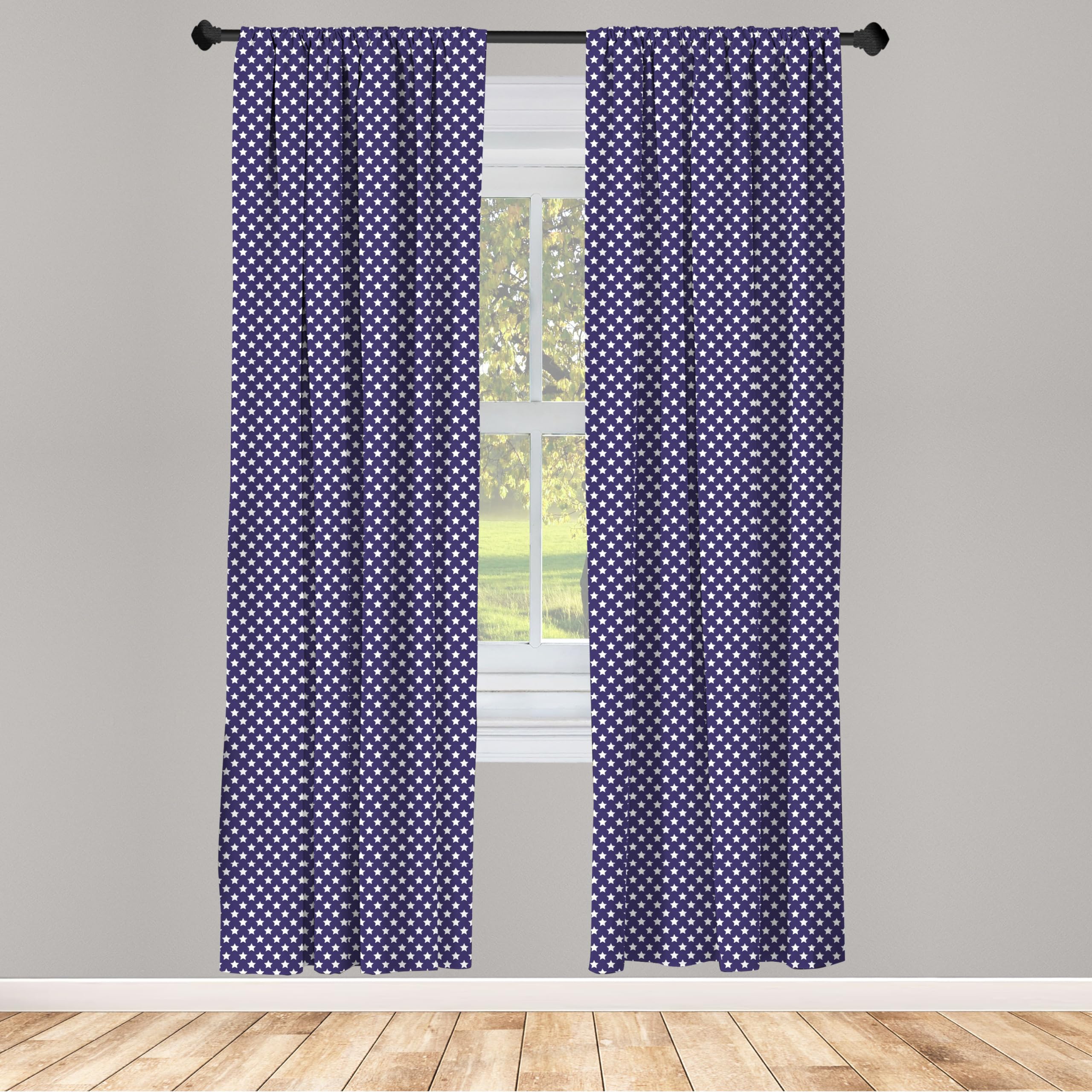 Ambesonne Navy Blue Star USA Flag Patriotic Curtains - 2 Panel Set (28