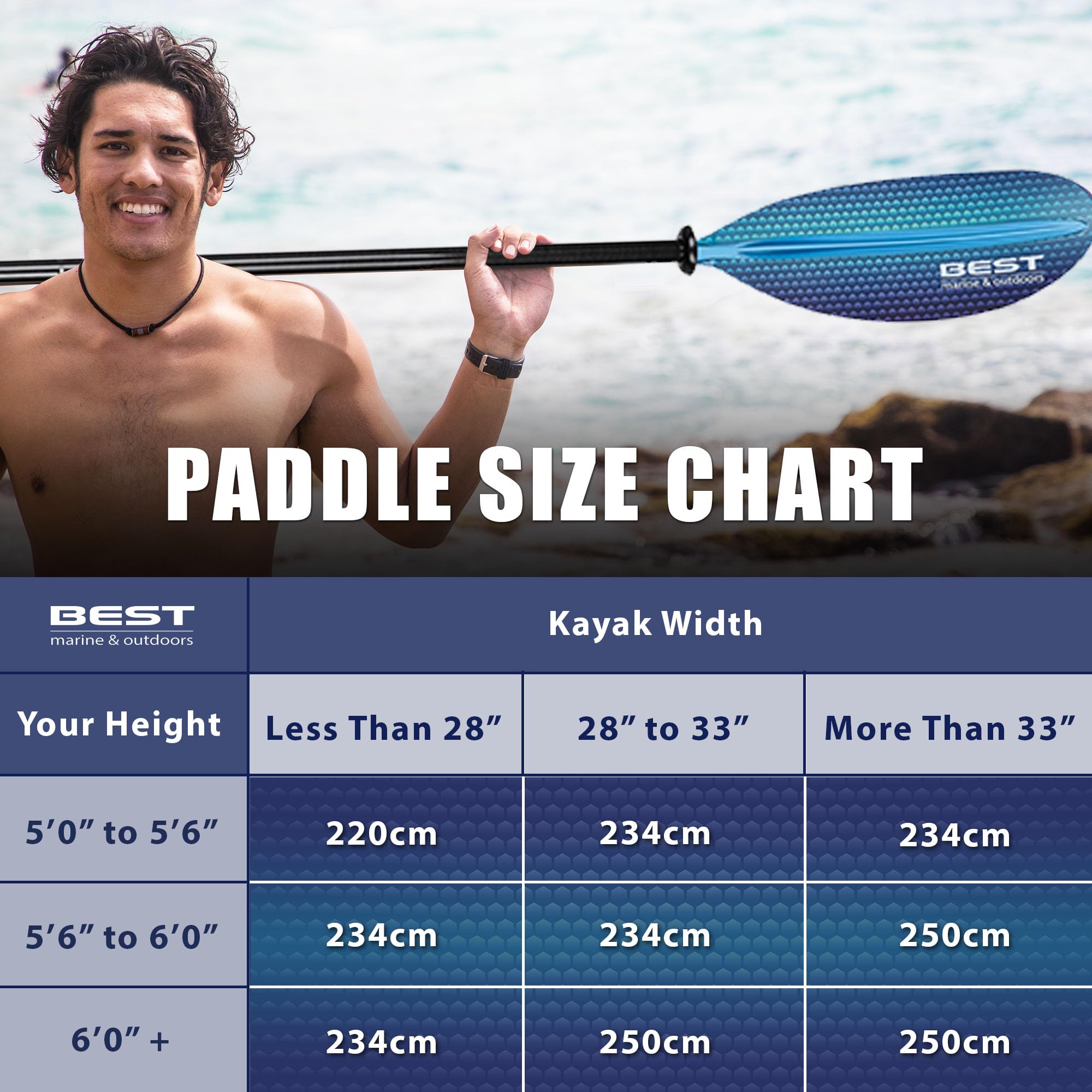 Premium Carbon Fiber Kayak Paddle with Fiberglass Blades - 220cm/234cm/250cm Lightweight Paddles for Adults | Marine & Outdoor Kayaking, Fishing, Touring & Recreational Water Sports