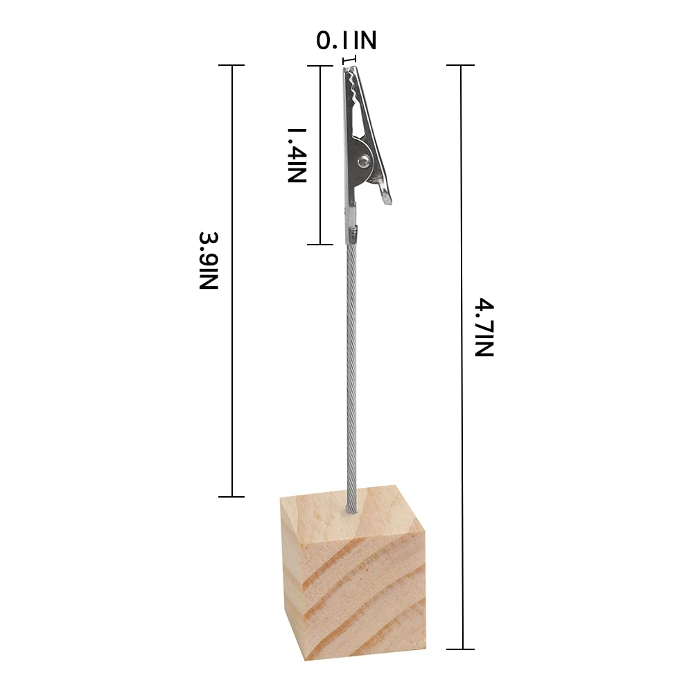 10 PCS Wooden Memo Clips with Alligator Clasps - Lightweight Wooden Cube Base Photo/Note Holders - Perfect for Table Numbers, Place Cards, Memo Display & Picture Frames - Ideal for Weddings, Events, Office & Home Decor