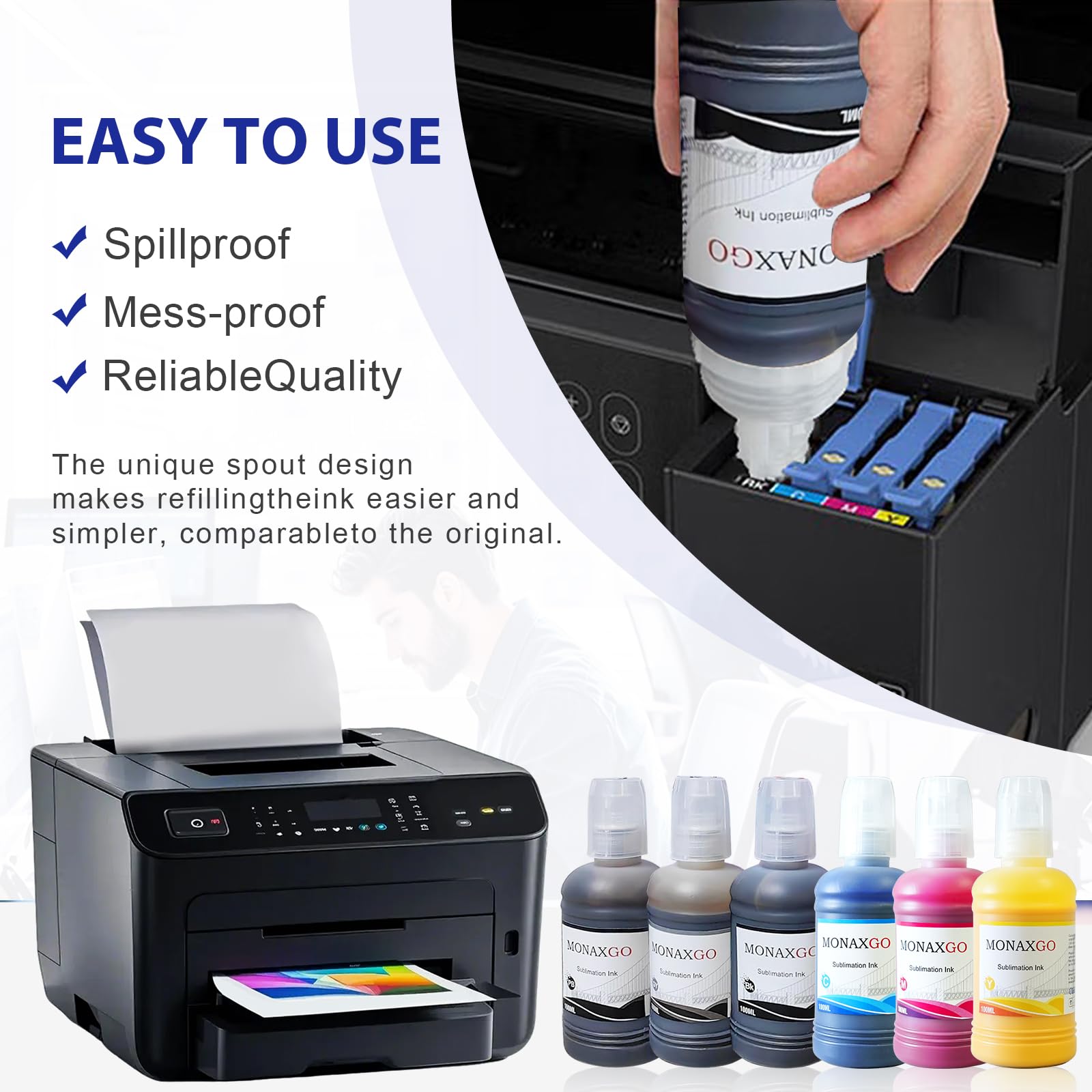 1500ML Sublimation Ink for ET-8500 ET-8550 Printers - Heat Transfer Ink for DIY Mugs, Plates, T-Shirts (6x250ML, Black/Pink/Blue/Cyan/Magenta/Gray) - Perfect for Custom Gifts, Home Decor & Craft Projects