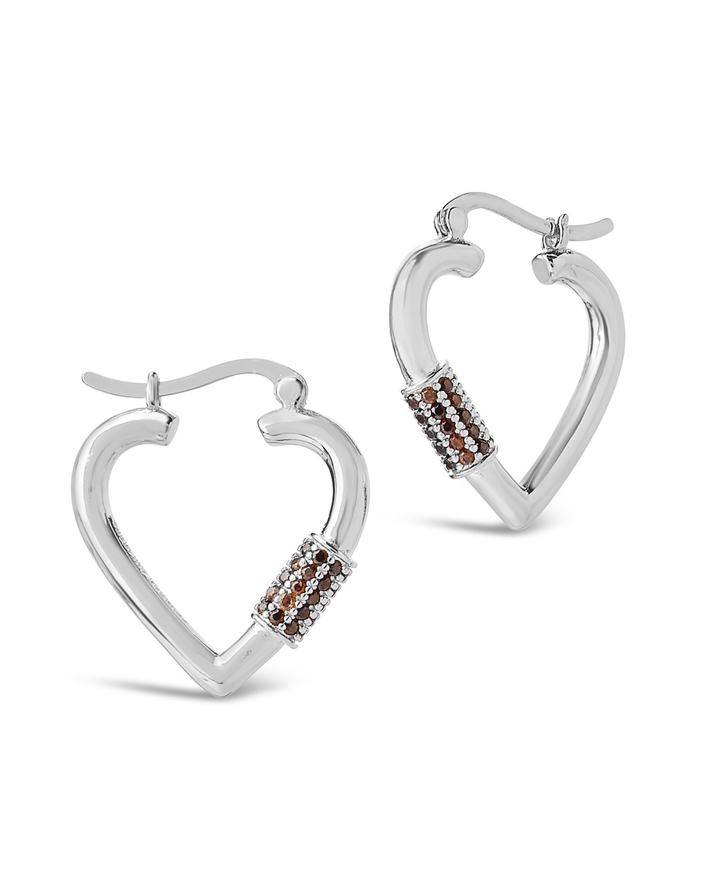 CZ Heart Carabiner Lock Hoop Earrings - Dainty Gold Plated Heart-Shaped Clip On Earrings for Women - Perfect for Valentine's Day, Date Night & Everyday Wear