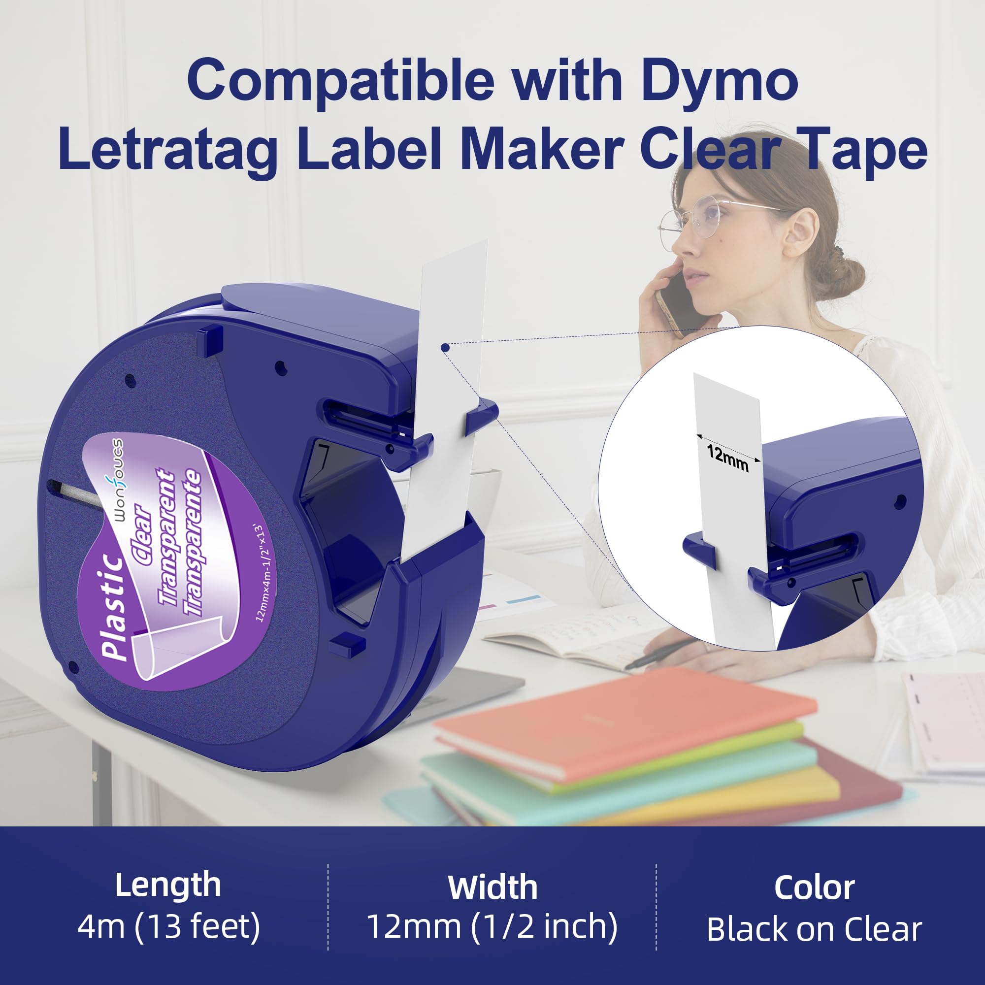 Dymo Label Maker Clear Tape Refills 1/2
