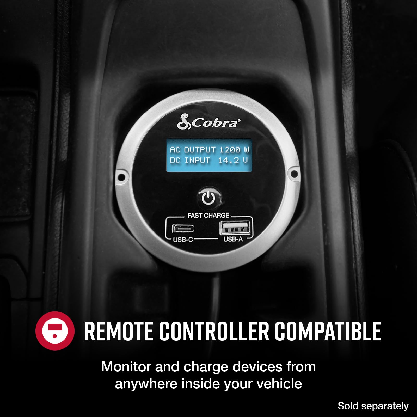 Cobra PRO 1500W Professional Grade Power Inverter - 1500 Watt Car Charger with 4 AC Outlets, 2 USB Fast Charge Ports & Remote Control (CPIALCDG1) | Perfect for Road Trips, Camping & Emergency Power Backup