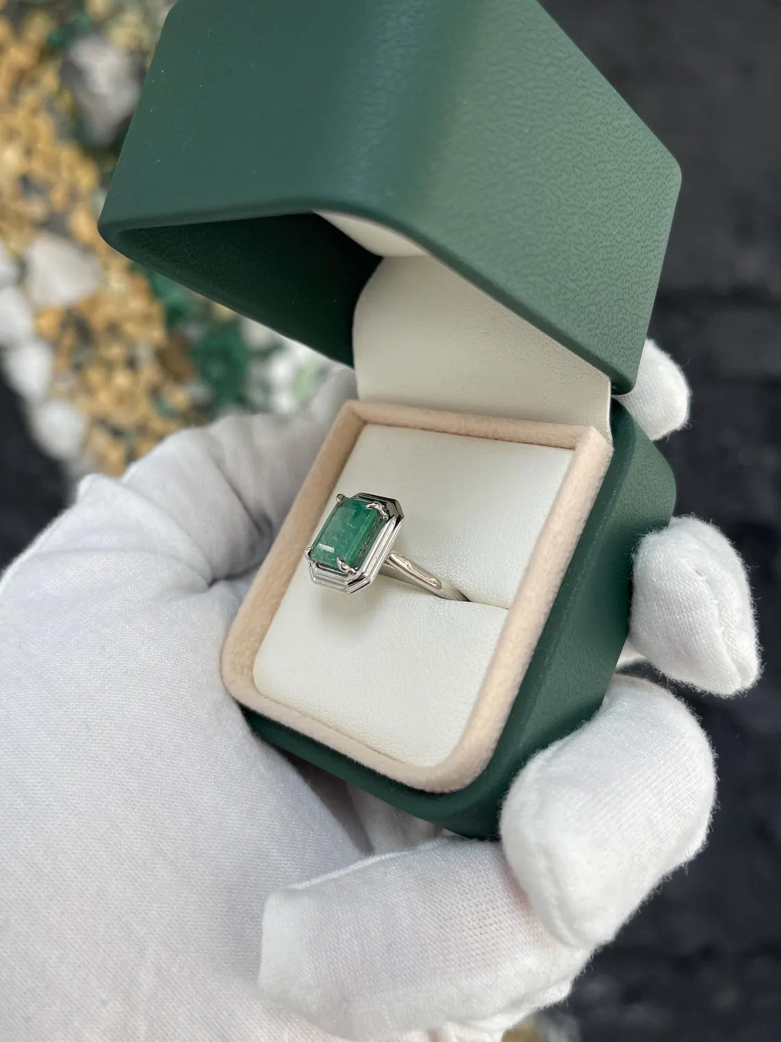 2.75ct Natural Emerald Solitaire Ring - Emerald Cut Engagement Ring for Women - Perfect for Weddings, Anniversaries & Special Occasions