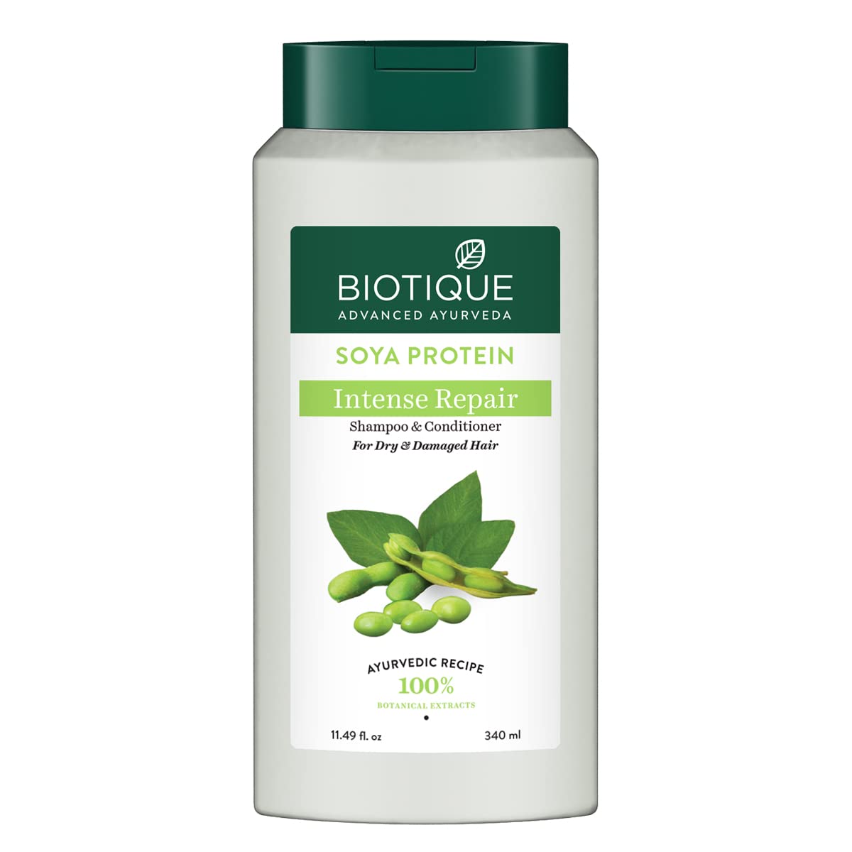 Biotique Soya Protein Fresh Nourishing Shampoo for Dry Damaged Hair Repair | pH Balanced Formula for Healthy Shiny Hair | Color Protection | Suitable for All Hair Types | 340ml | Perfect for Daily Hair Care & Salon Treatments