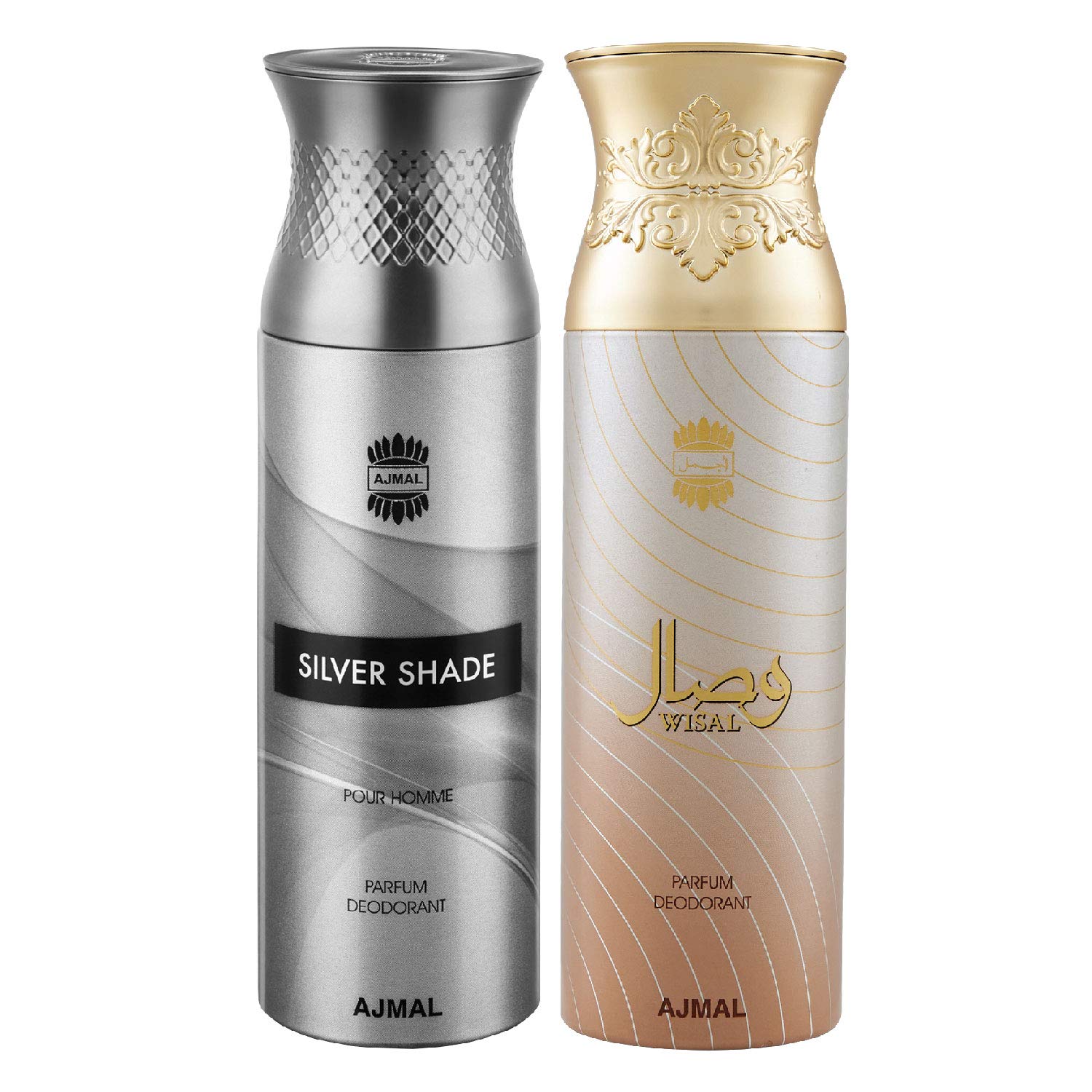 Ajmal Silver Shade & Wisal Deodorant Spray Gift Set for Men & Women - 200ml (Pack of 2) | Long-Lasting Fragrance for Daily Use, Office & Special Occasions