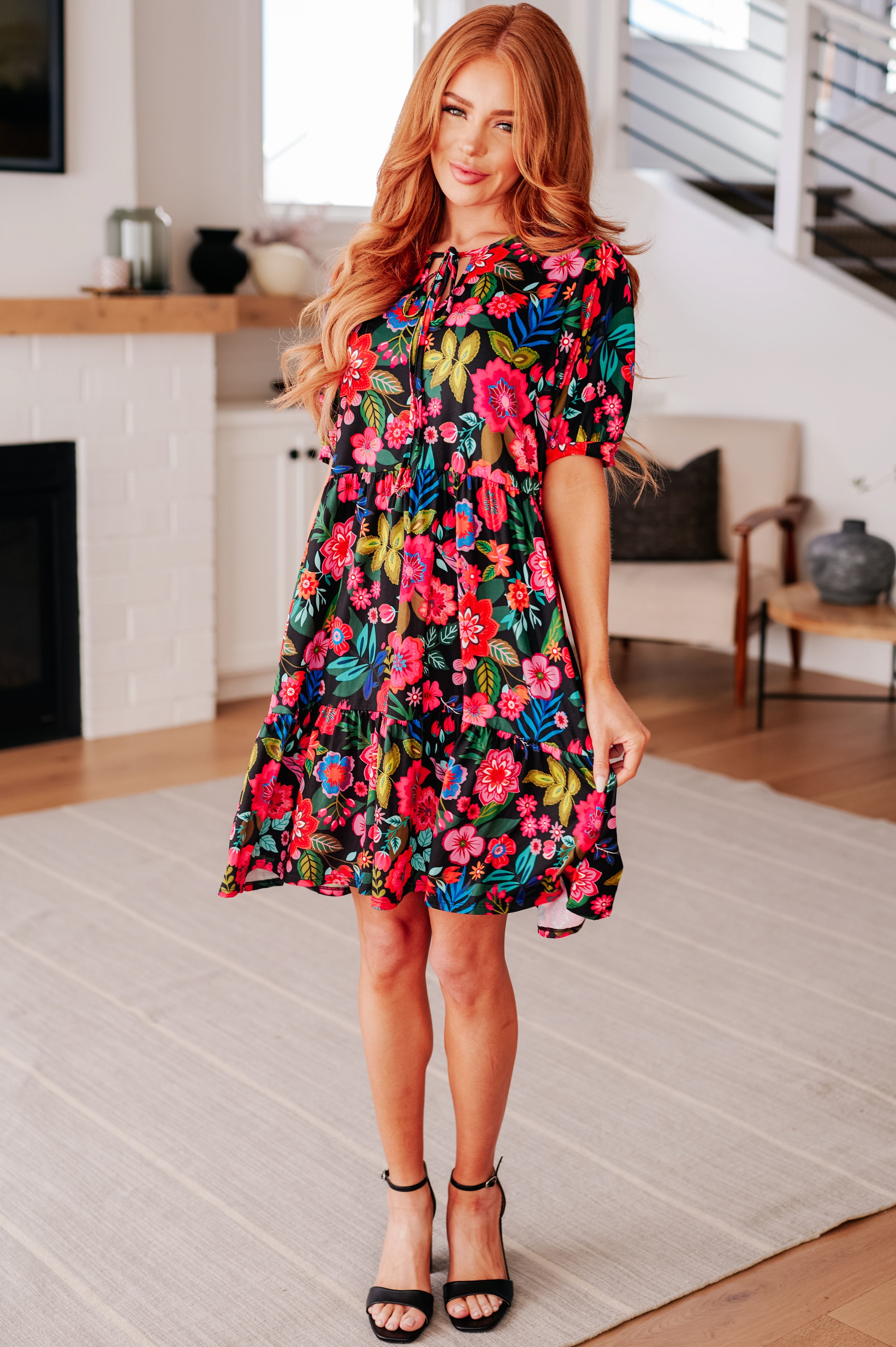 Floral Print Dress for Women - Elegant Summer Dress with V-Neck & Flowy Skirt | Perfect for Weddings, Parties & Casual Outings