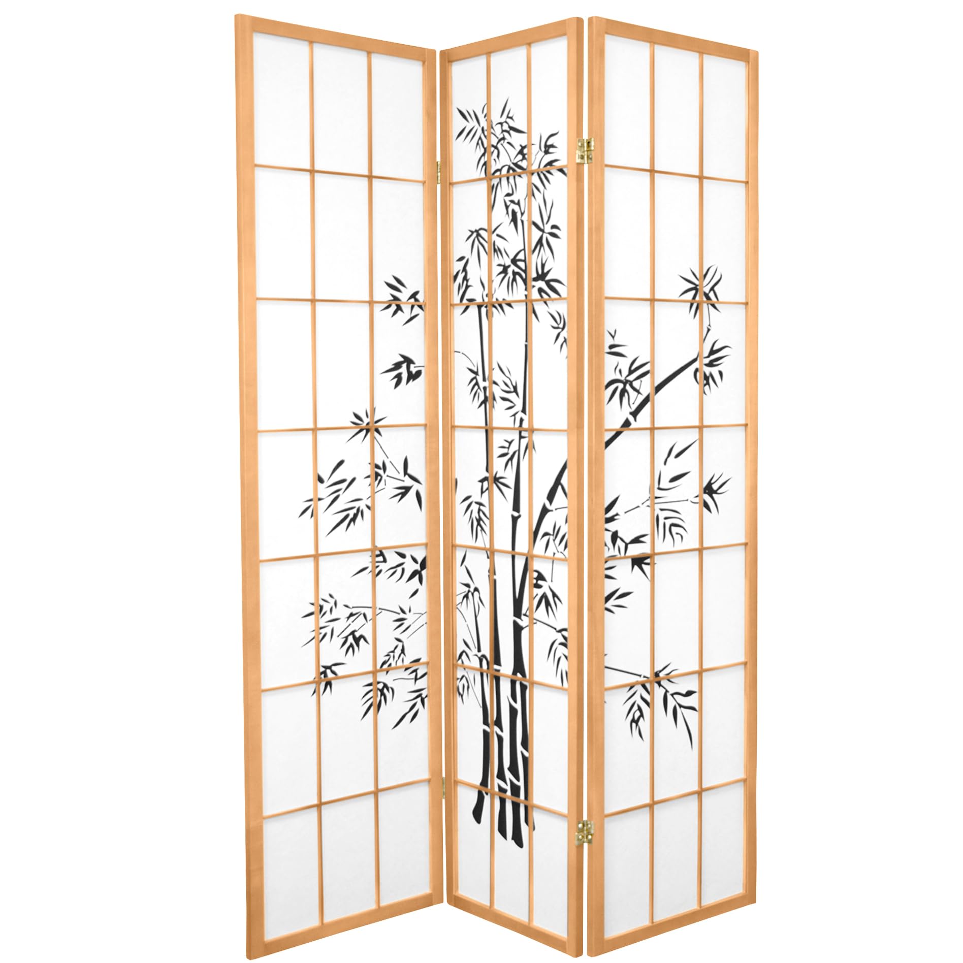 Red Lantern SS-LUCKY 3-Panel Natural Wood Room Divider Screen - Privacy Partition for Living Room, Bedroom, Office & Wedding Decor
