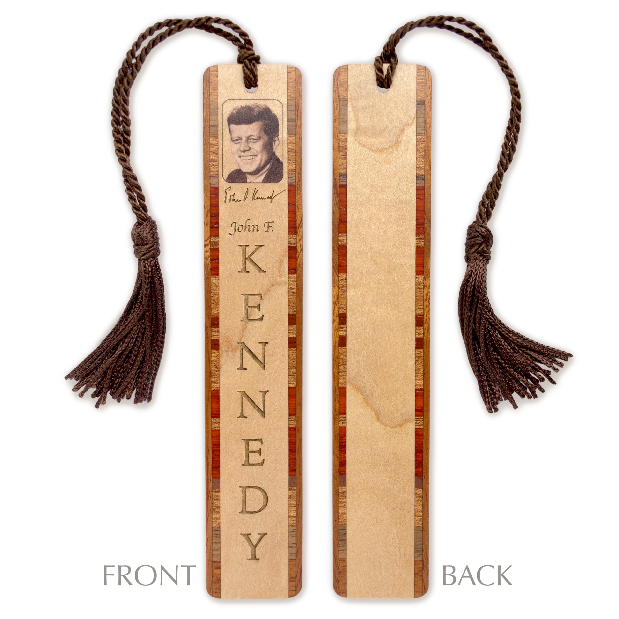 Personalized John F. Kennedy Wooden Bookmark with Signature - Handcrafted USA-Made Photo Bookmark - Perfect Gift for History Buffs & Book Lovers