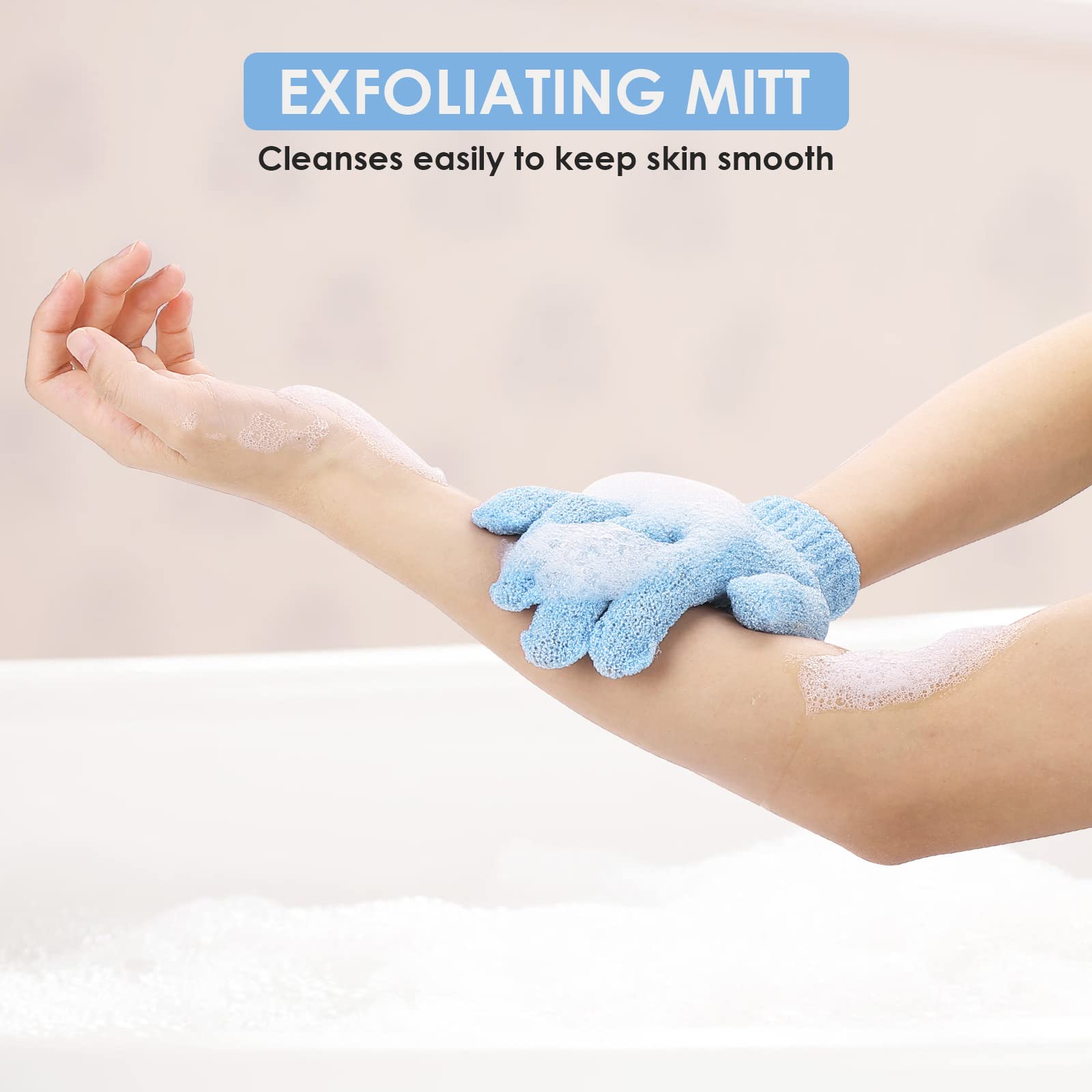 Sibba 1 Pair Exfoliating Bath Gloves - Natural Loofah & Microfiber Shower Gloves for Body & Face, Dead Skin Remover, Double-Sided Wash Mitts for Adults & Kids - Perfect for Spa Day & Sensitive Skin Care