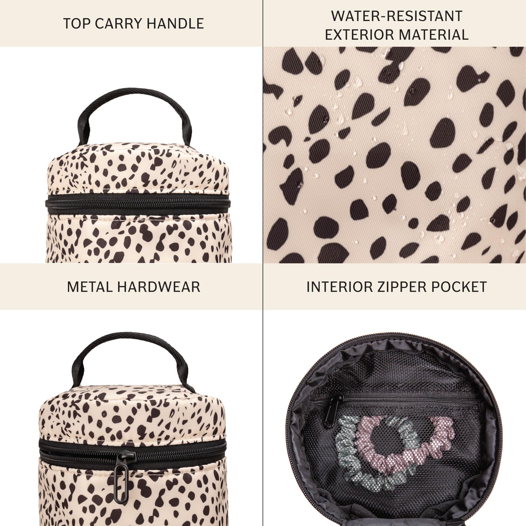 Waterproof Cheetah Print Makeup Bag for Women - Jadyn Cosmetic Travel Pouch for Toiletries, Makeup & Accessories - Perfect for Travel, Gym & Daily Organizer (Cheetah Spot Design)