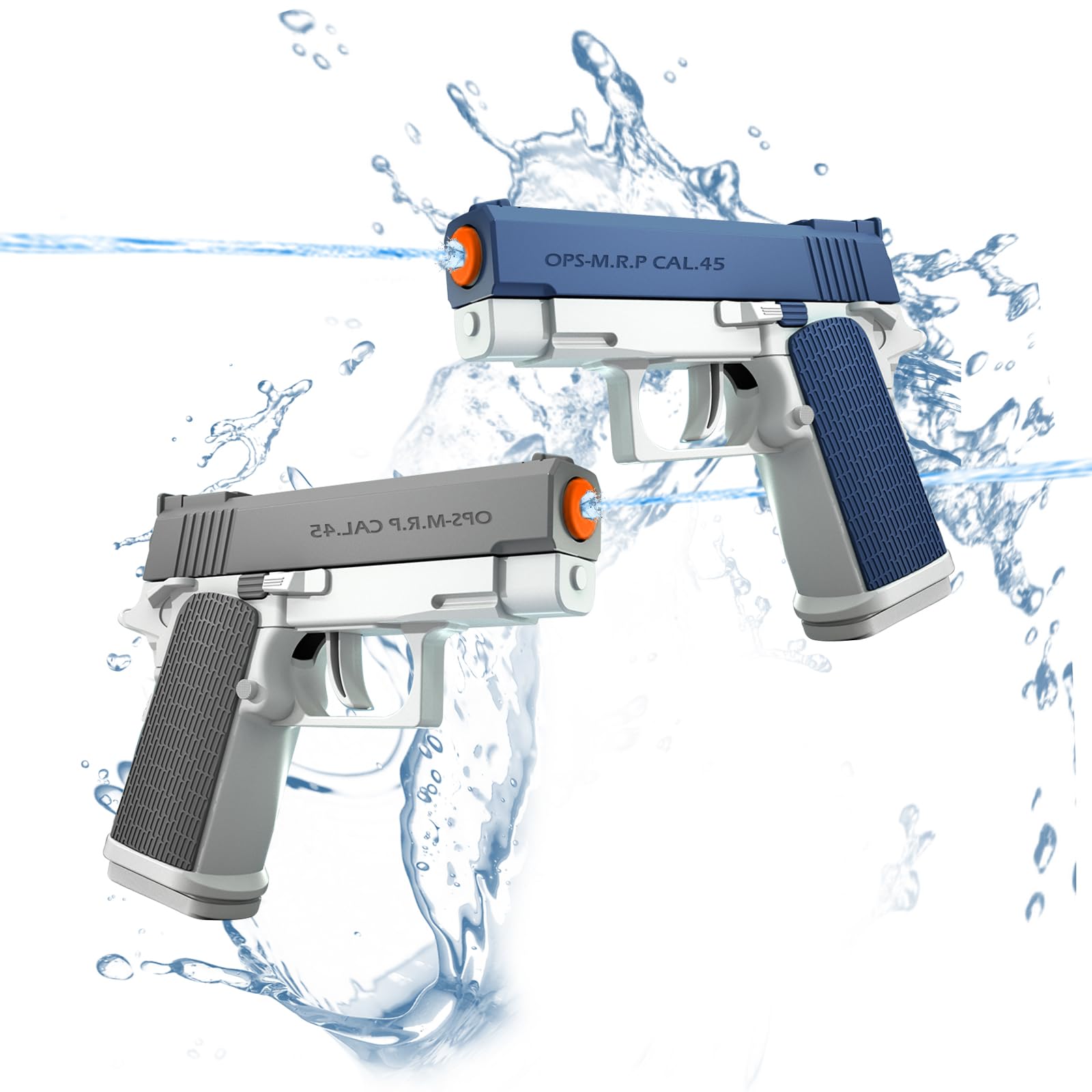 2 Pack Water Gun Squirt Guns for Kids - 100cc Capacity Mini Water Blaster Soaker Pistol Toys | Summer Outdoor Pool Beach Water Play for Boys & Girls | Perfect for Backyard Parties, Beach Trips & Summer Fun (Blue Gray)