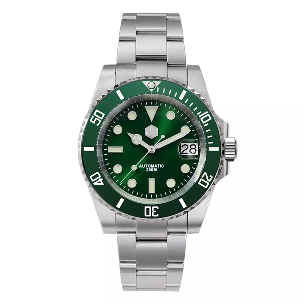 San Martin SN017-G V3 Automatic Diver Watch for Men - 40.5mm Luxury Stainless Steel Mechanical Watch with NH35 Movement, 20Bar Water Resistance, Sapphire Crystal & Luminous Markers - Perfect for Scuba Diving, Swimming and Everyday Wear