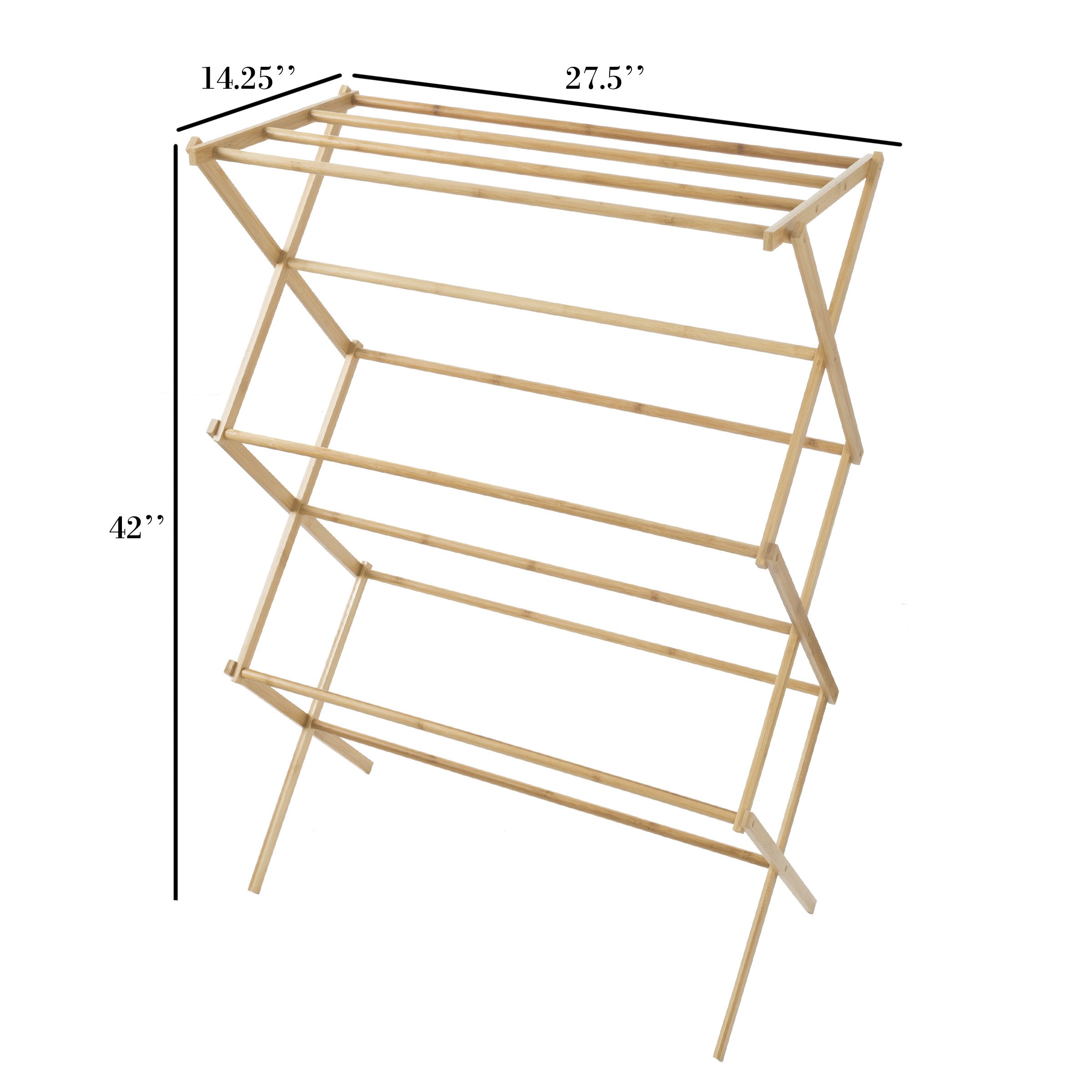 Premium Bamboo Clothes Drying Rack - Foldable & Space-Saving Laundry Rack for Indoor & Outdoor Use - Eco-Friendly Wooden Garment Hanger - Perfect for Apartments, Camping & Small Spaces