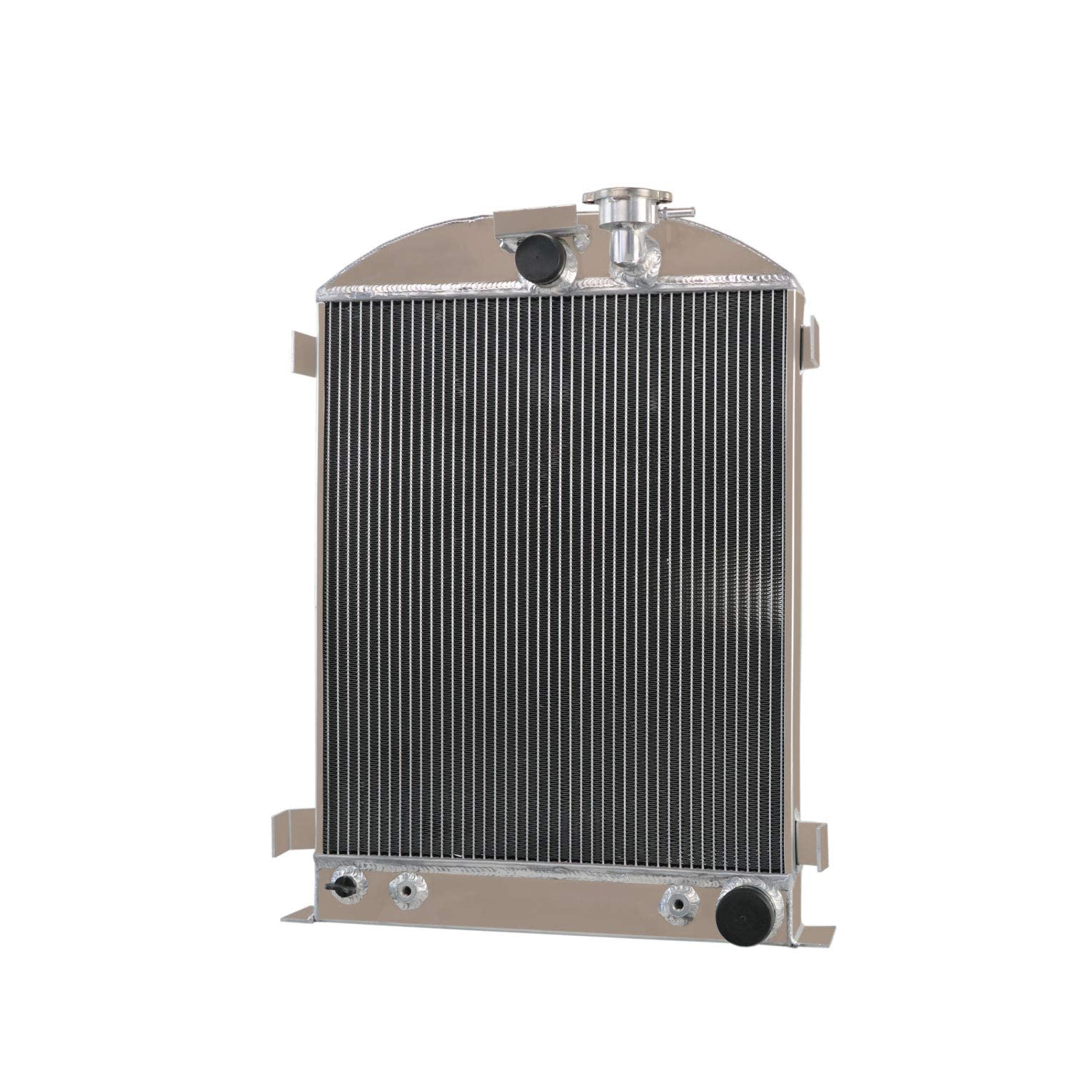 4 Row Aluminum Radiator for 1932-1934 Ford Model A & Chevy V8 Engine - Full Aluminum Cooling System with Shroud Fan & Relay Kits - Perfect for Hot Rod, Classic Car Restoration & Performance Upgrades