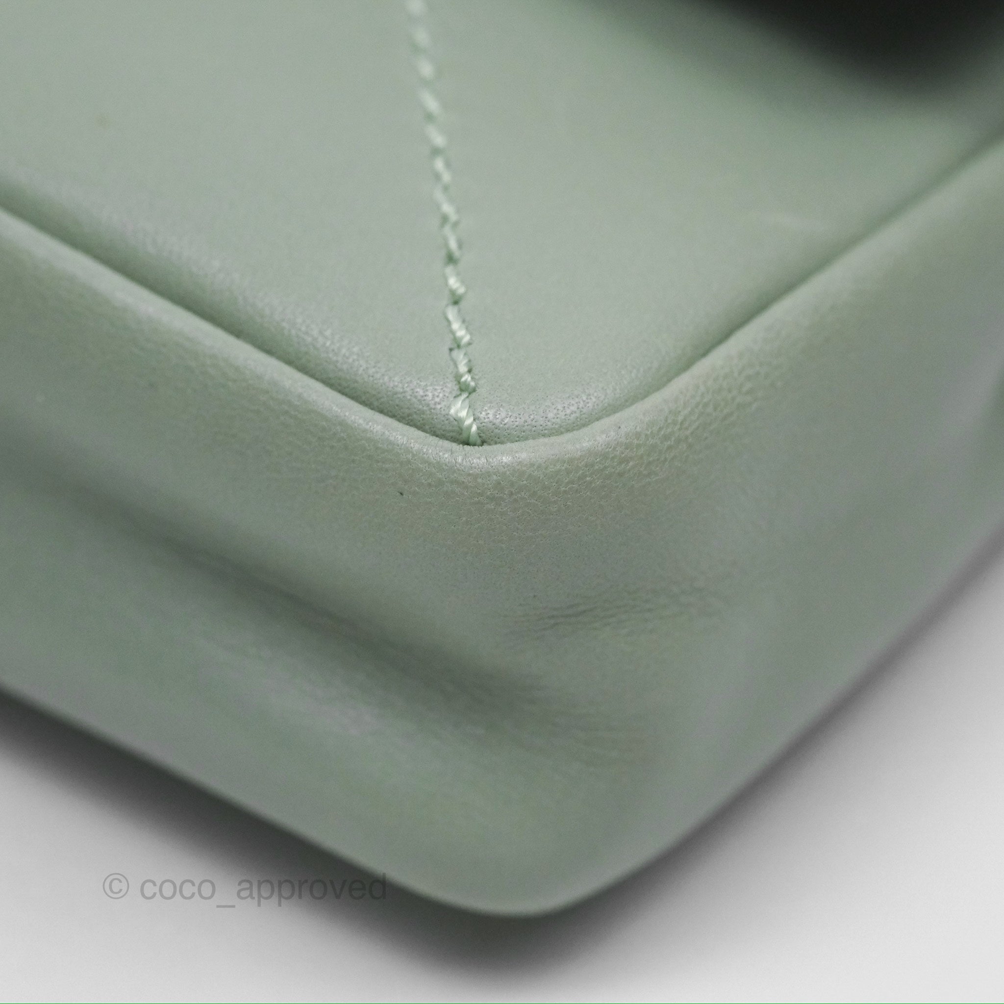 Chanel CC East West Flap Bag Genuine Lambskin Leather Mint Green with Silver Hardware - Luxury Crossbody Purse for Women, Perfect for Date Night & Special Occasions