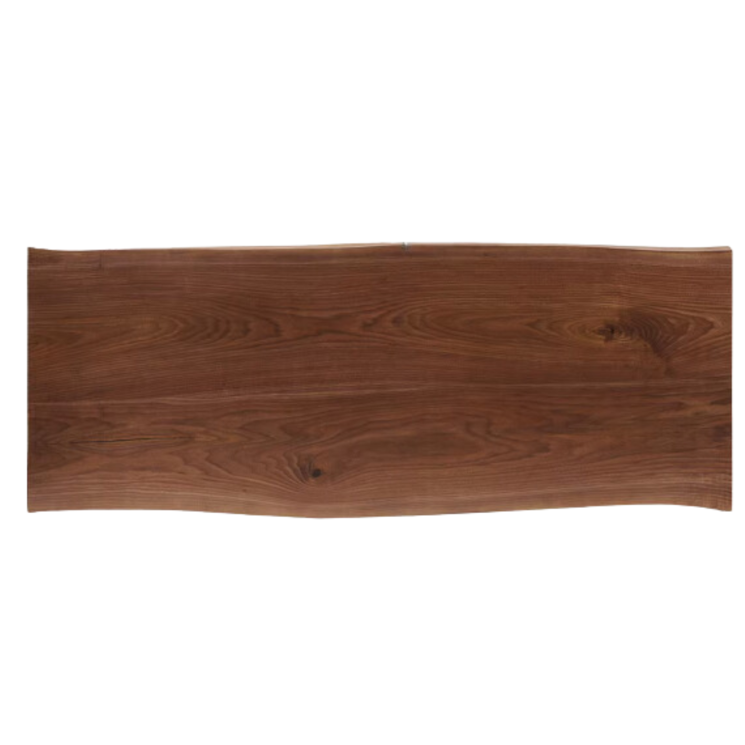 76.8x28.9/29.7/28.5x1.6 inch / 195x73.5/75.5/72.5x4 cm / Rich Dark Walnut Color / Natural edge large board table