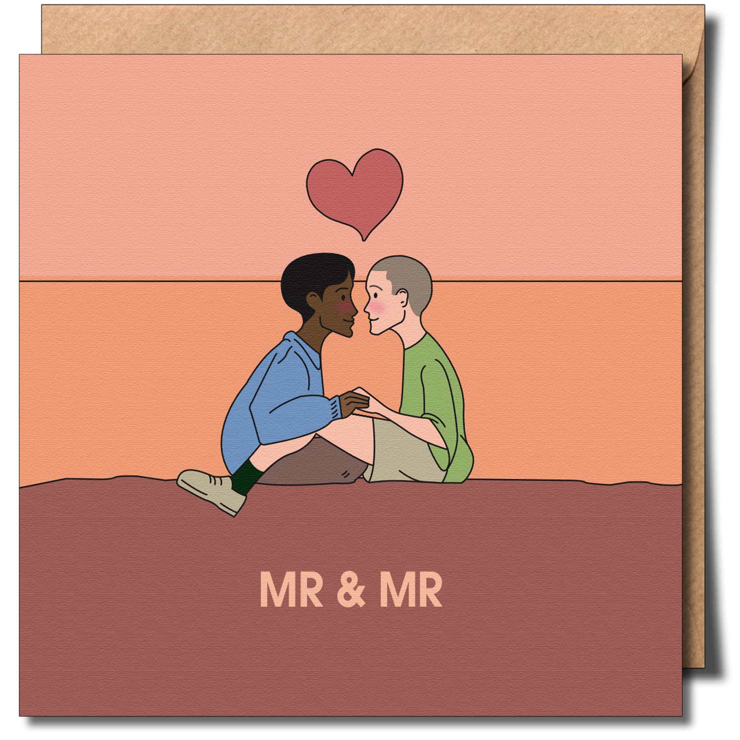 Mr and Mr Card - LGBTQIA+ Greeting Card for Gay Pride, Anniversary & Wedding - Premium 150mm x 150mm 300gsm Card - Perfect for Celebrations, Gifts & Special Occasions