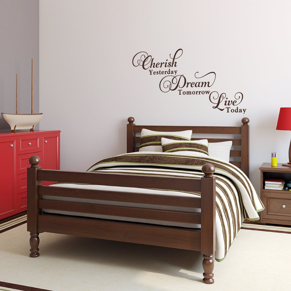 Inspirational Vinyl Wall Decal Sticker - 'Cherish Yesterday, Dream Tomorrow, Live Today' Quote Art for Home & Office Decor | Perfect for Living Room, Bedroom, and Workspace