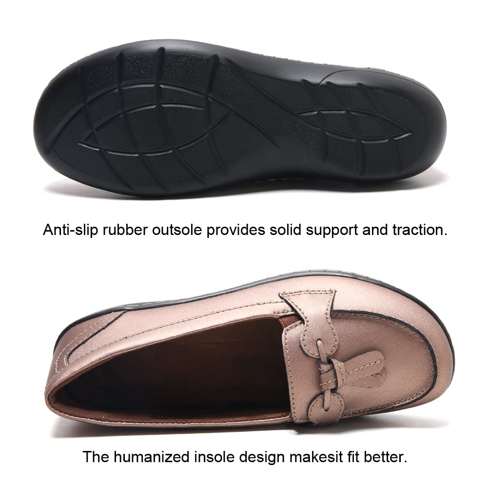 Women's Maichal Slip-On Loafers - Comfortable Leather Tassel Dress Shoes for Work, Office & Casual Wear | Elegant & Stylish Footwear for Everyday Use