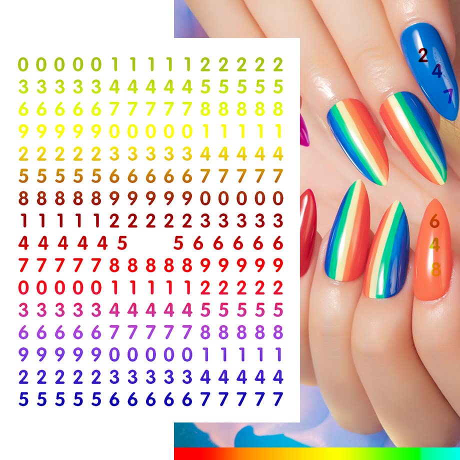 DANNEASY 8 Sheets Small Number Nail Art Stickers - Self Adhesive 3D Nail Decals for Women, Kids & Girls | Perfect for Nail Salon, DIY Manicure & Party Nail Designs