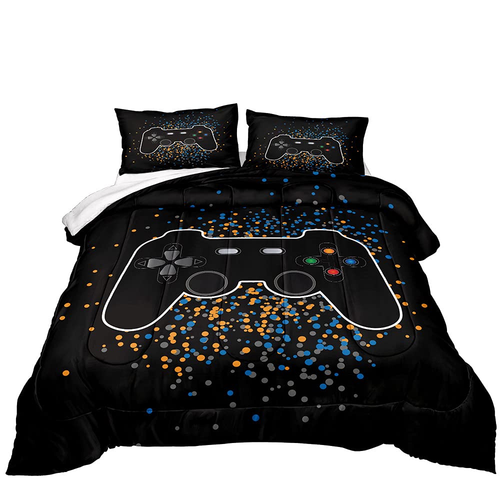 Z.Jian HOME Gaming Comforter Set for Boys & Teens - Full Size Game Controller Design, All-Season Down Alternative Bedding, Gamer Room Decor - Perfect for Teen Bedrooms, Dorm Rooms & Gaming Themed Spaces (Game32)