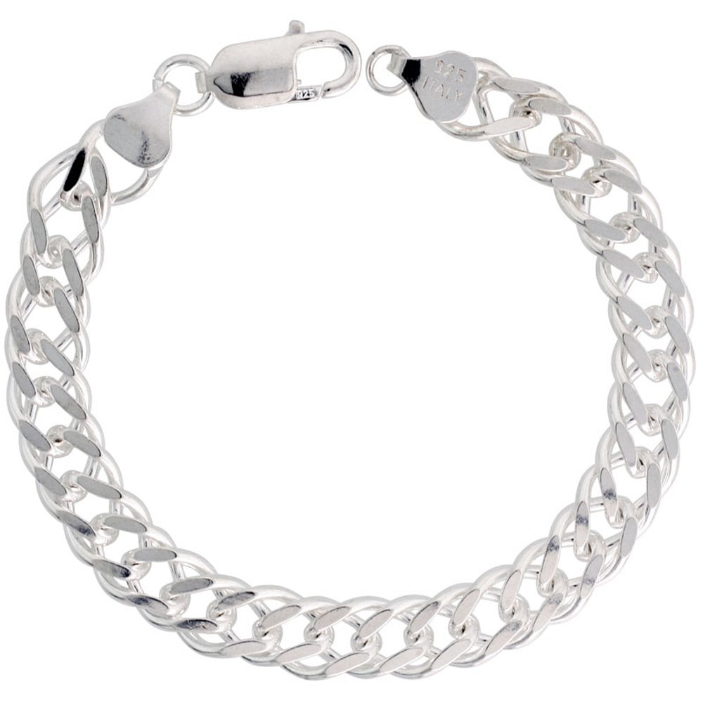 8mm Sterling Silver Rombo Double Link Chain Necklace & Bracelet Set for Men and Women | Nickel-Free, Hypoallergenic | Italy Sizes 7-30 Inch | Perfect for Gifts, Weddings & Everyday Wear