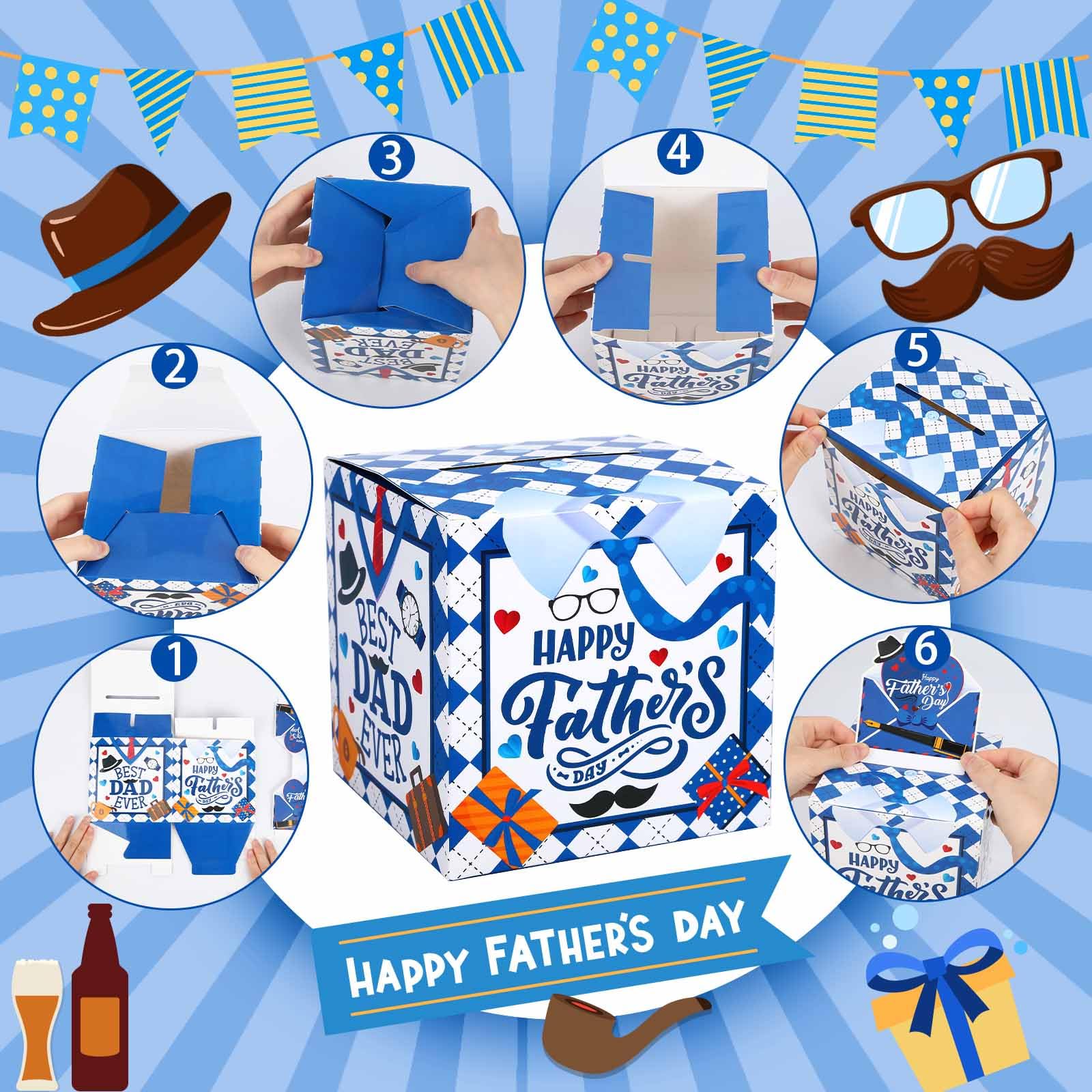Father's Day Money Pull Box - Cash Gift Surprise Box for Birthday Parties & Celebrations | Perfect for Dad's Birthday, Retirement, or Special Occasions | 326-6672