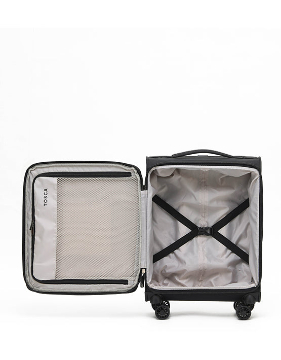 Tosca SO LITE AIR5055 55cm Lightweight Cabin Spinner Luggage - Black | Perfect for Carry-On Travel & Business Trips