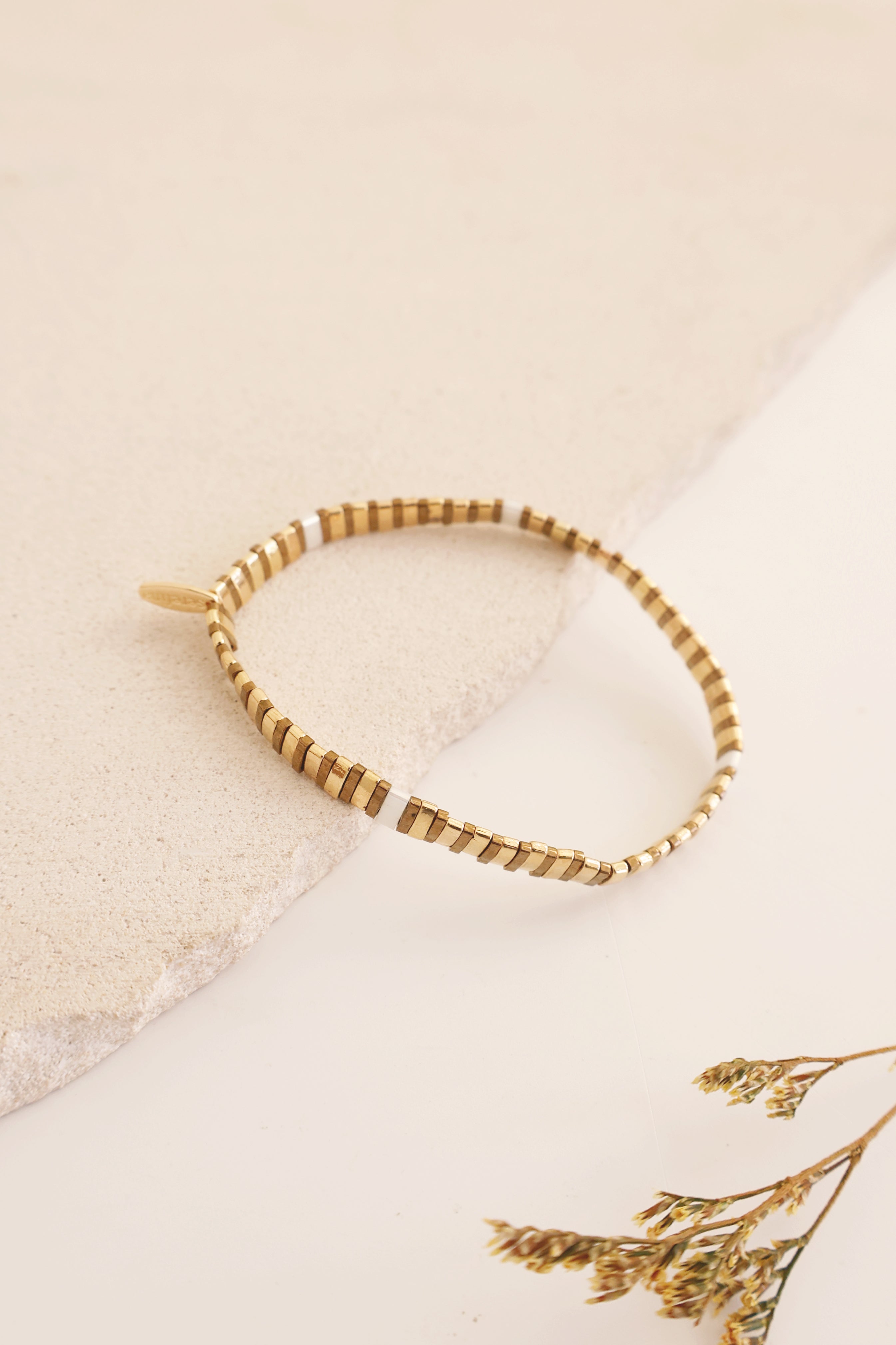 Gold Beaded Chicklet Bracelet for Women - Elegant Stackable Bracelet for Everyday Wear, Parties & Gifts