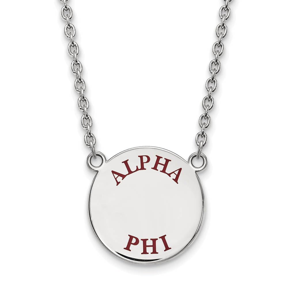 Alpha Phi Small Enameled Pendant Necklace with 18 Inch Chain - Perfect for Sorority Gifts, Graduation Jewelry & Greek Life Accessories