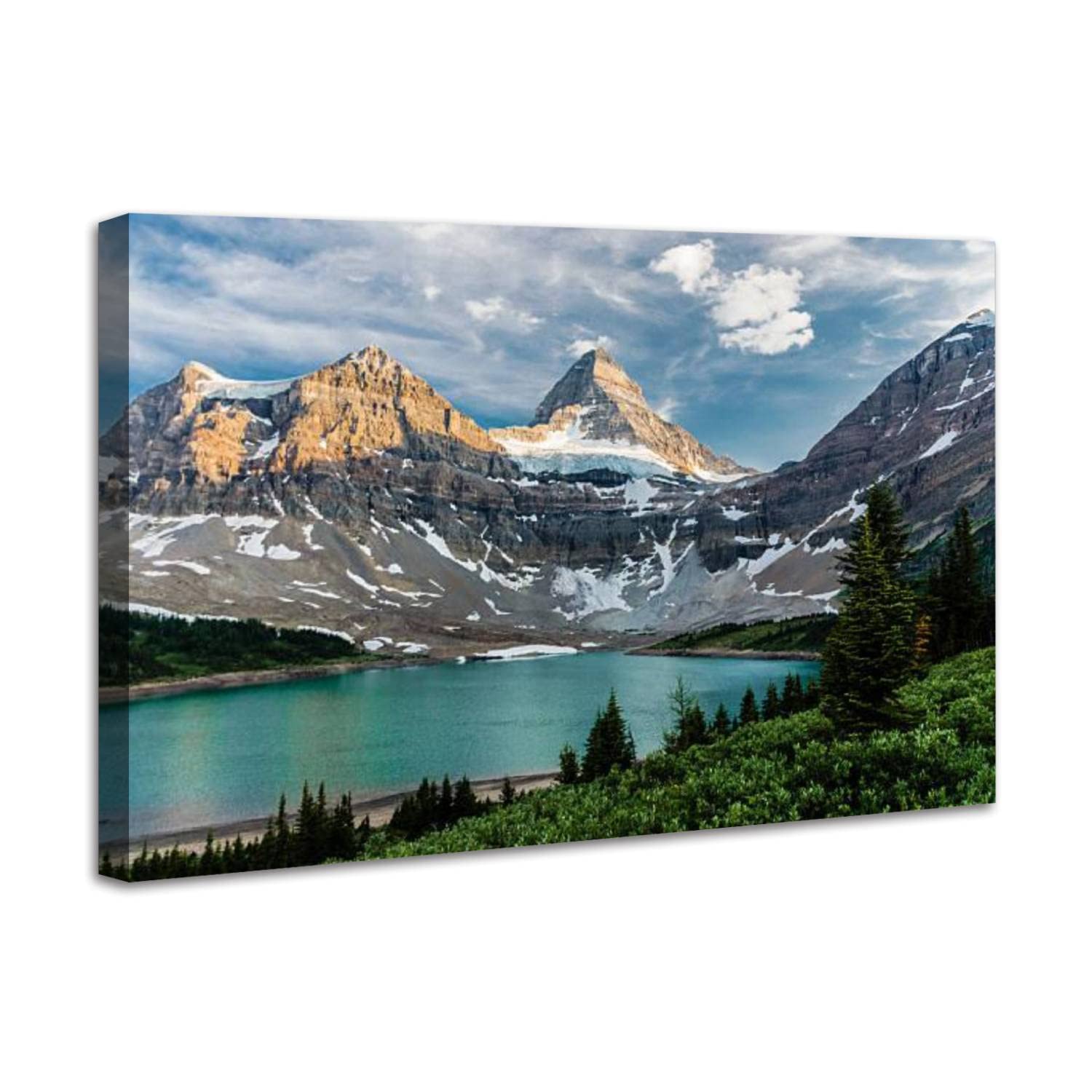 23x34 Inch Modern Framed Canvas Painting - Mount Assiniboine Lake Wall Art Print for Home & Office Decor | Living Room Wall Picture, Housewarming Gift | Perfect for Bedroom, Dining Room & Office Spaces