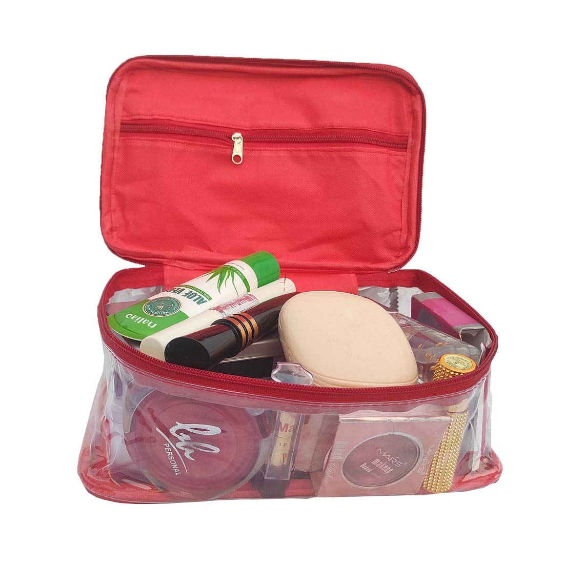 Red Makeup Box Cosmetic Bag and Purse - Waterproof Travel Organizer for Women | Perfect for Travel, Gym, and Everyday Use