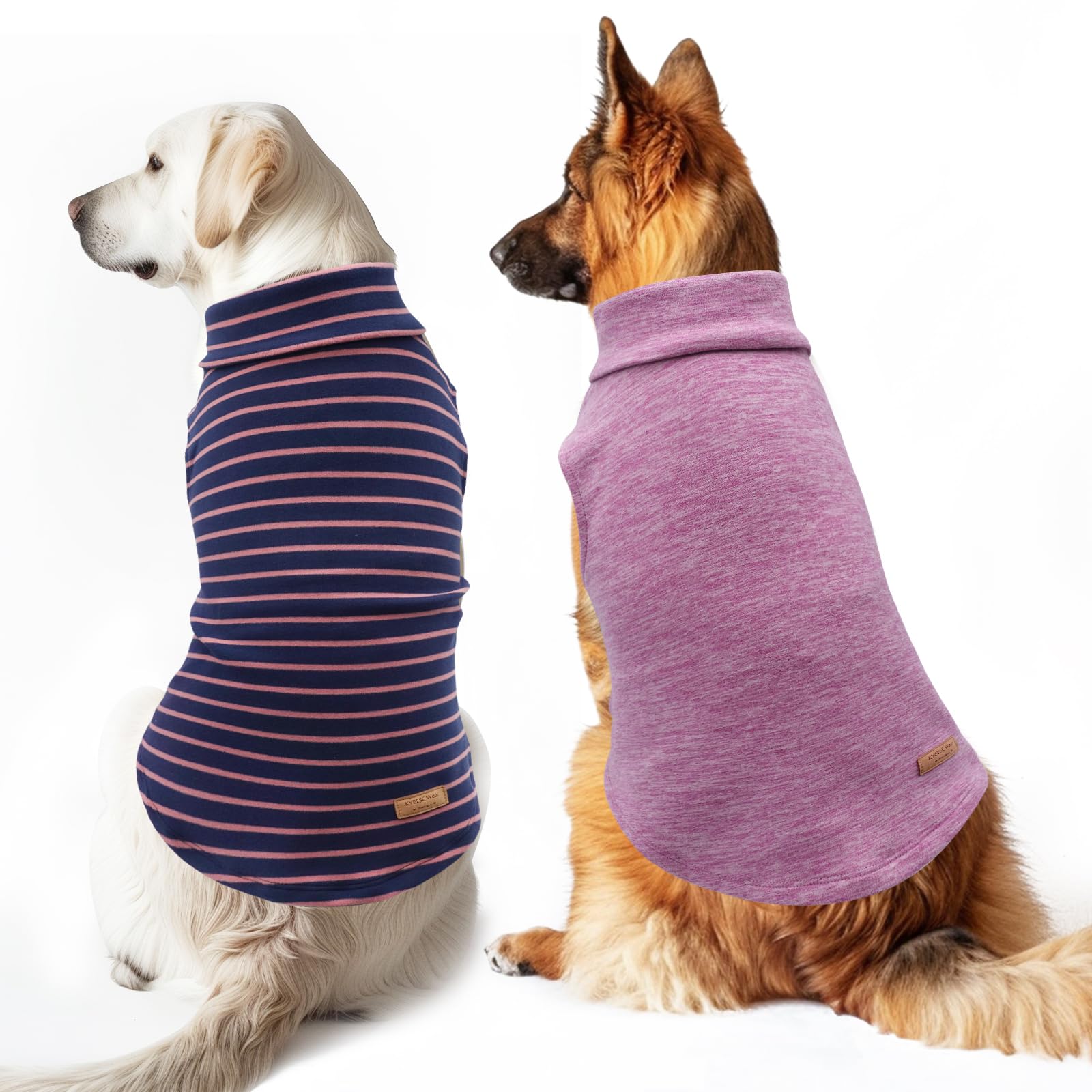 KYEESE 2 Pack Dog Sweaters for Medium to Large Dogs - Soft Stretchy Pullover Turtleneck Sweatshirt for Winter Warmth | Cozy Pet Clothes for Girls & Boys | Perfect for Indoor & Outdoor Activities, Walks, and Cold Weather Protection