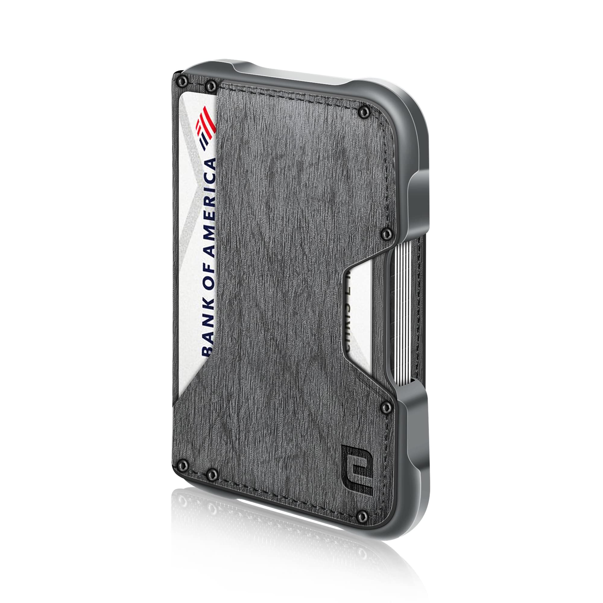 ENIGMA Dapper PU Leather Bifold Front Pocket Slim Wallet for Men - RFID Blocking Aluminum Metal Travel Card Holder with Money Clip | Perfect Gift for Dad, Husband, Boyfriend | Grey Tree Pattern | Business, Travel & Everyday Use