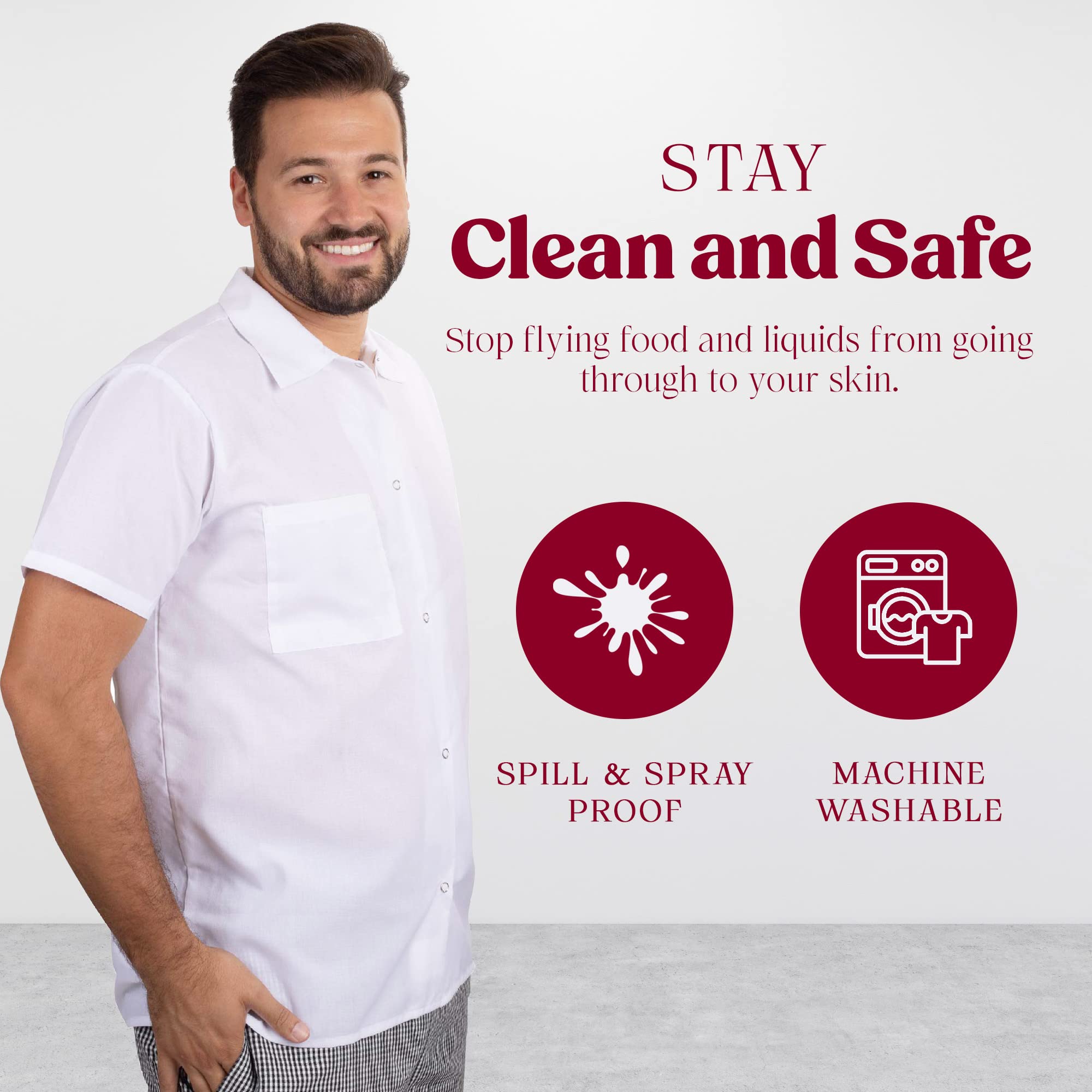 Professional Chef Shirts White Bulk Packs - 12 Pack Cotton Kitchen Uniforms for Restaurant & Catering Staff - Perfect for Cooking, Baking & Food Service