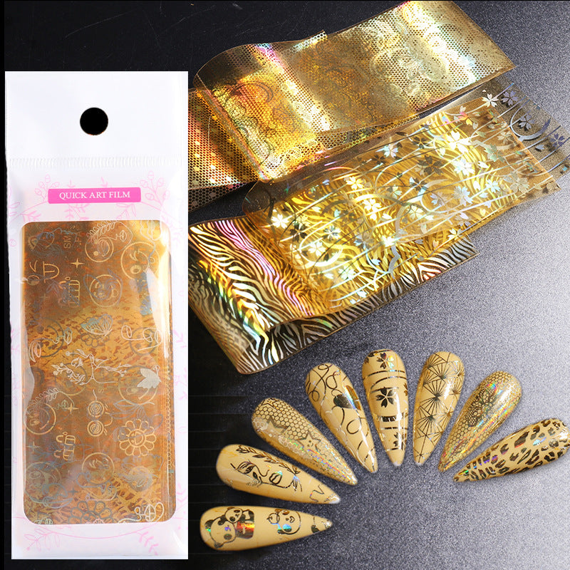 Premium Gold Nail Foil Sheets - 10 Pack for Nail Art, Manicure & Decoration | DIY Nail Design, Salon Quality, Metallic Foil for Stunning Nail Looks