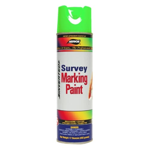 Aervoe 224 17 oz. Fluorescent Green Survey Marking Paint - High-Visibility, Fast-Drying for Construction, Landscaping & Utility Marking
