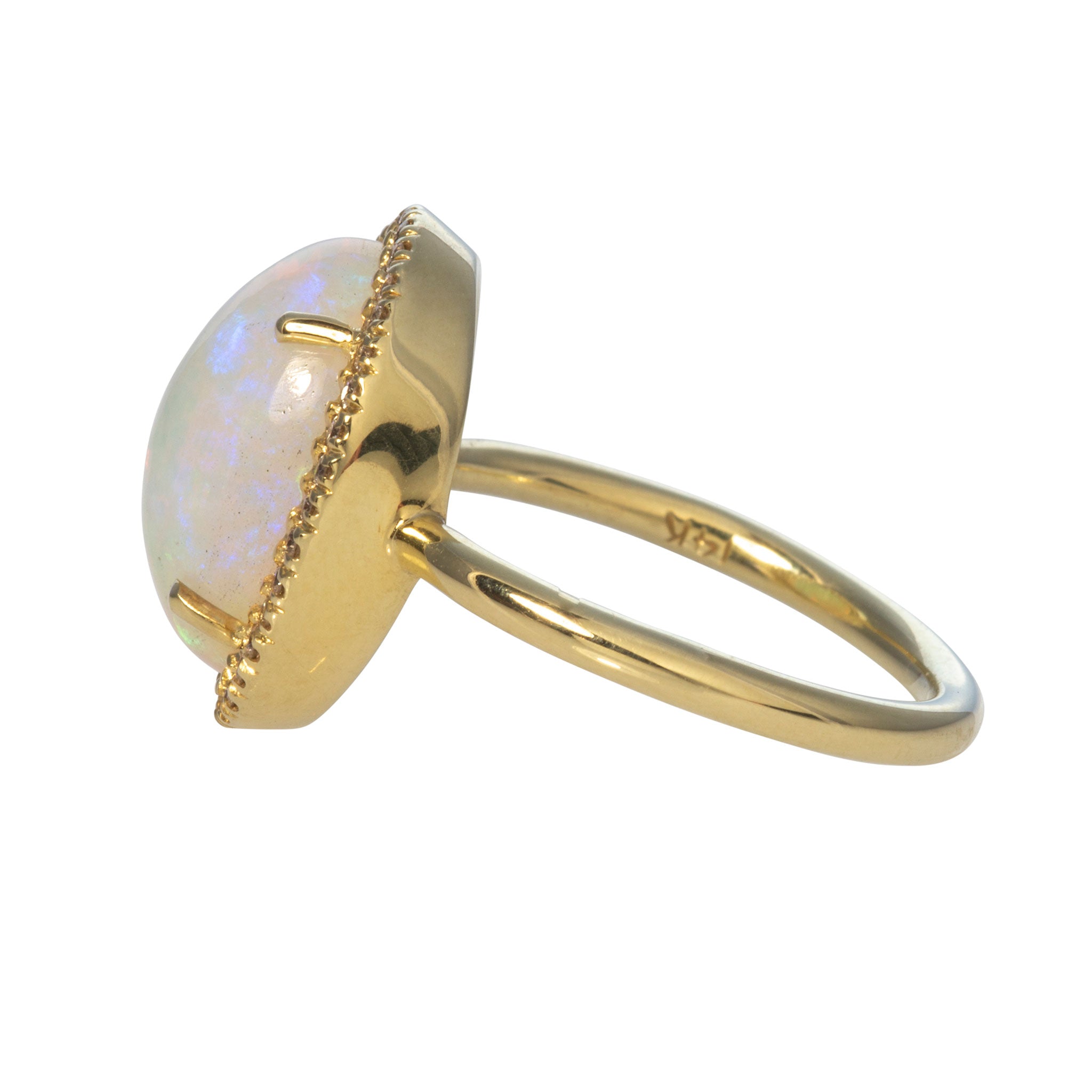 Exquisite Mazza Opal Doublet & Diamond Halo 14K Gold Ring for Women | Elegant Wedding, Engagement & Anniversary Jewelry Gift