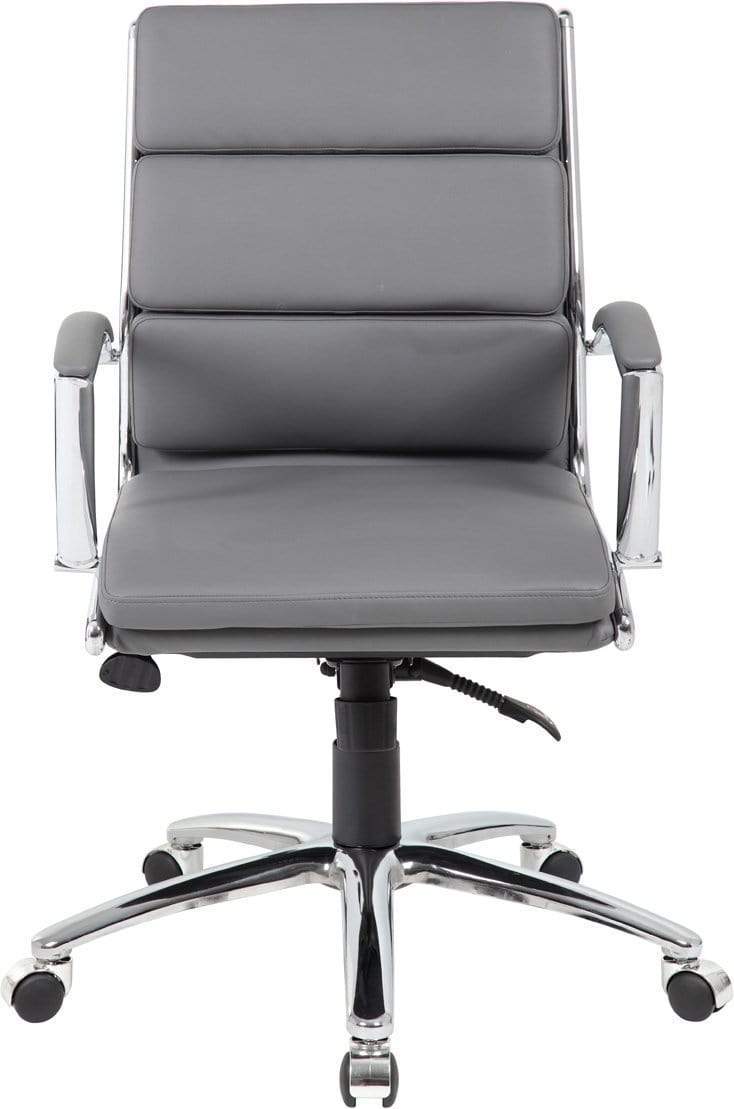 Premium Boss Executive CaressoftPlus Mid Back Office Chair with Metal Chrome Finish [B9476 BK] - Ergonomic Support for Long Work Hours, Home & Office Use