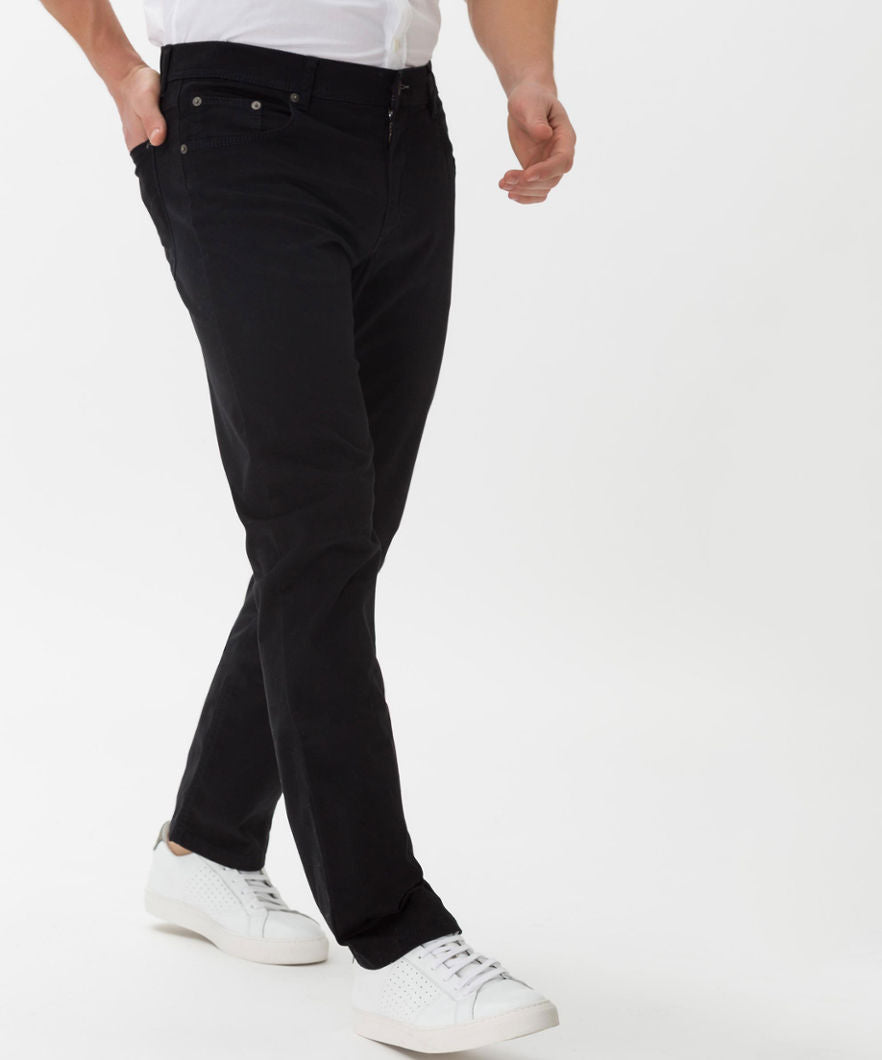 BRAX PERMA BLACK 5-Pocket Men's Dress Pants - Slim Fit Stretch Chinos for Office, Business Casual & Formal Occasions